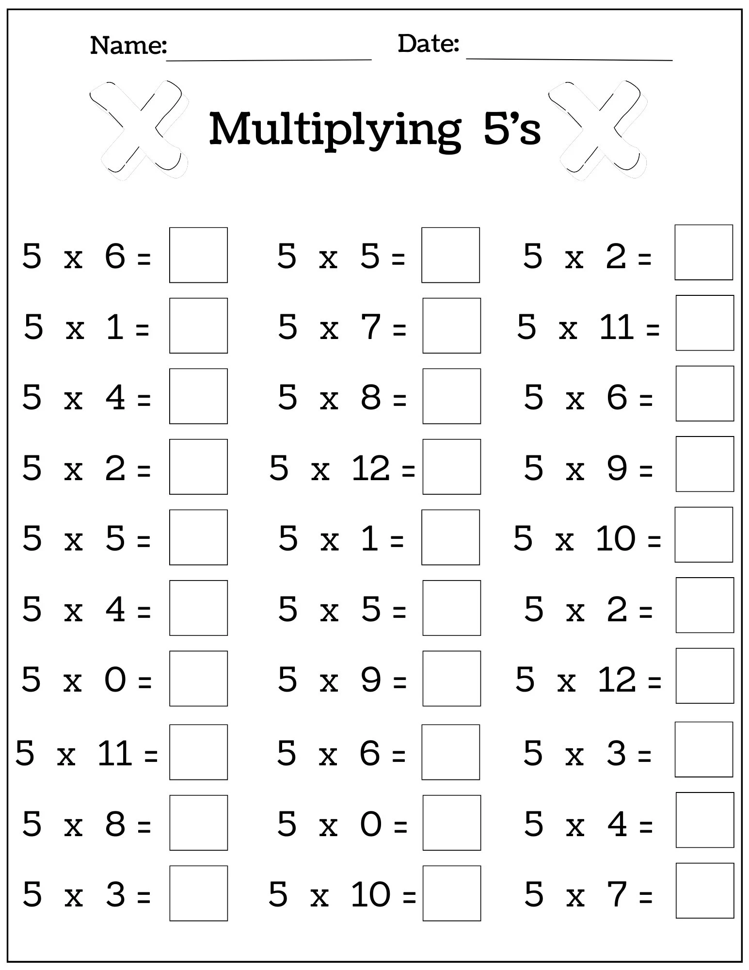 Printable Multiplication Worksheets Grade 6