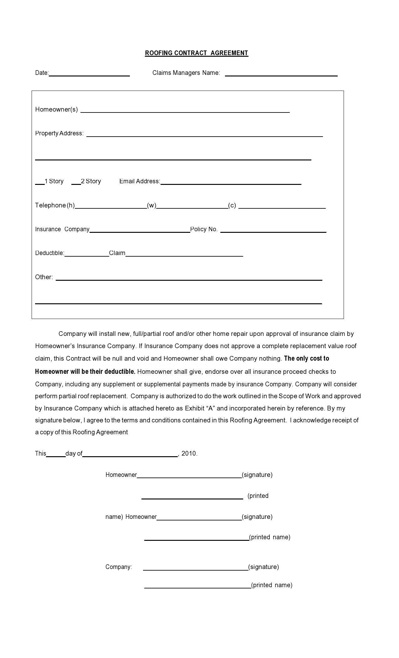 29 Professional Roofing Contract Templates FREE TemplateLab