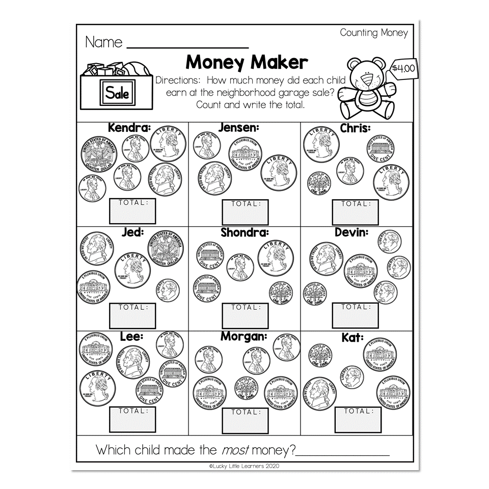 Money Worksheets Printable 2nd Grade