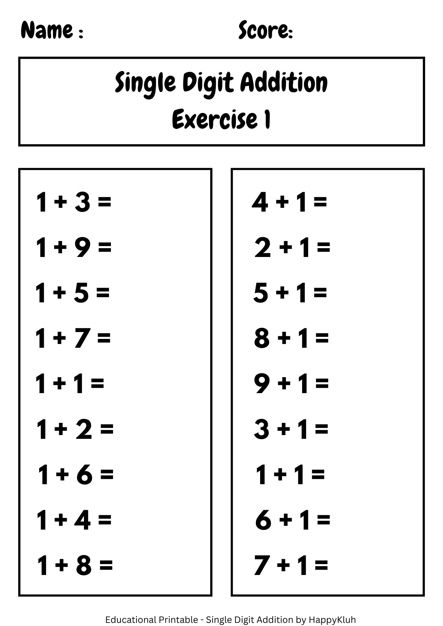 30 Printable Single Digit Addition Worksheets Preschool 2nd Grade 
