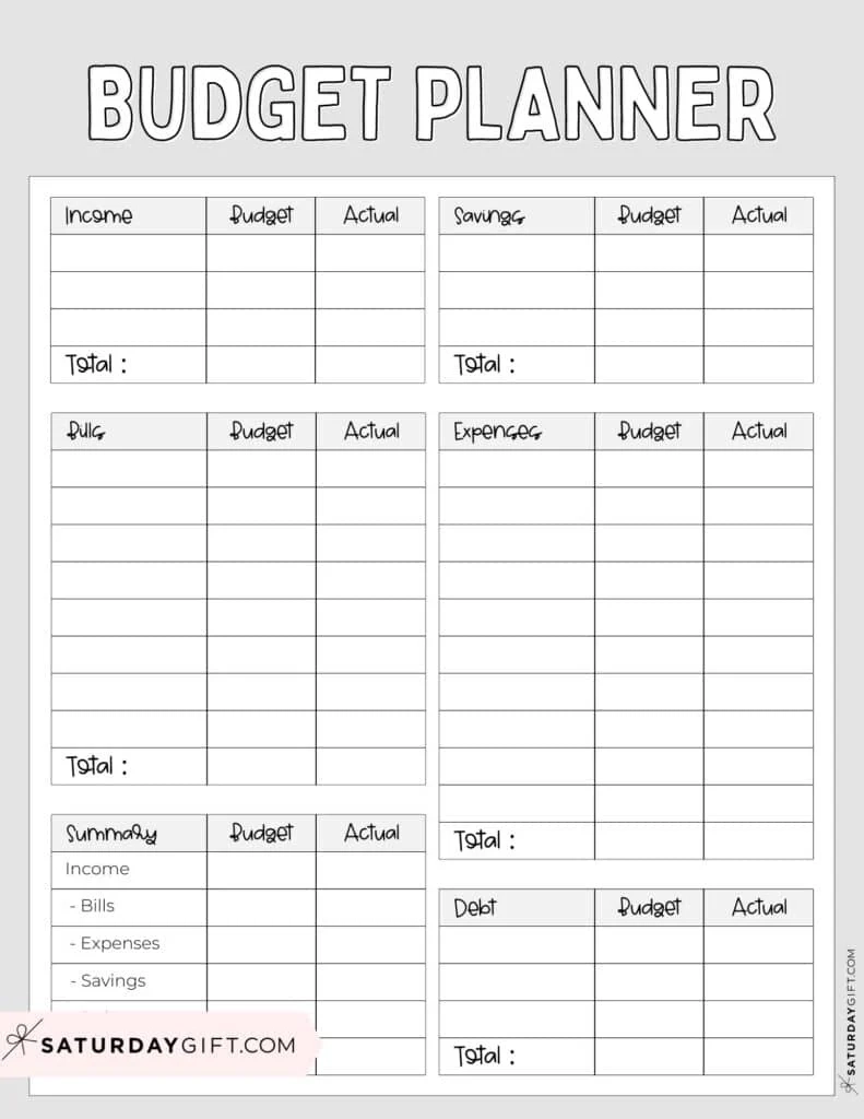 Printable Weekly Budget Template