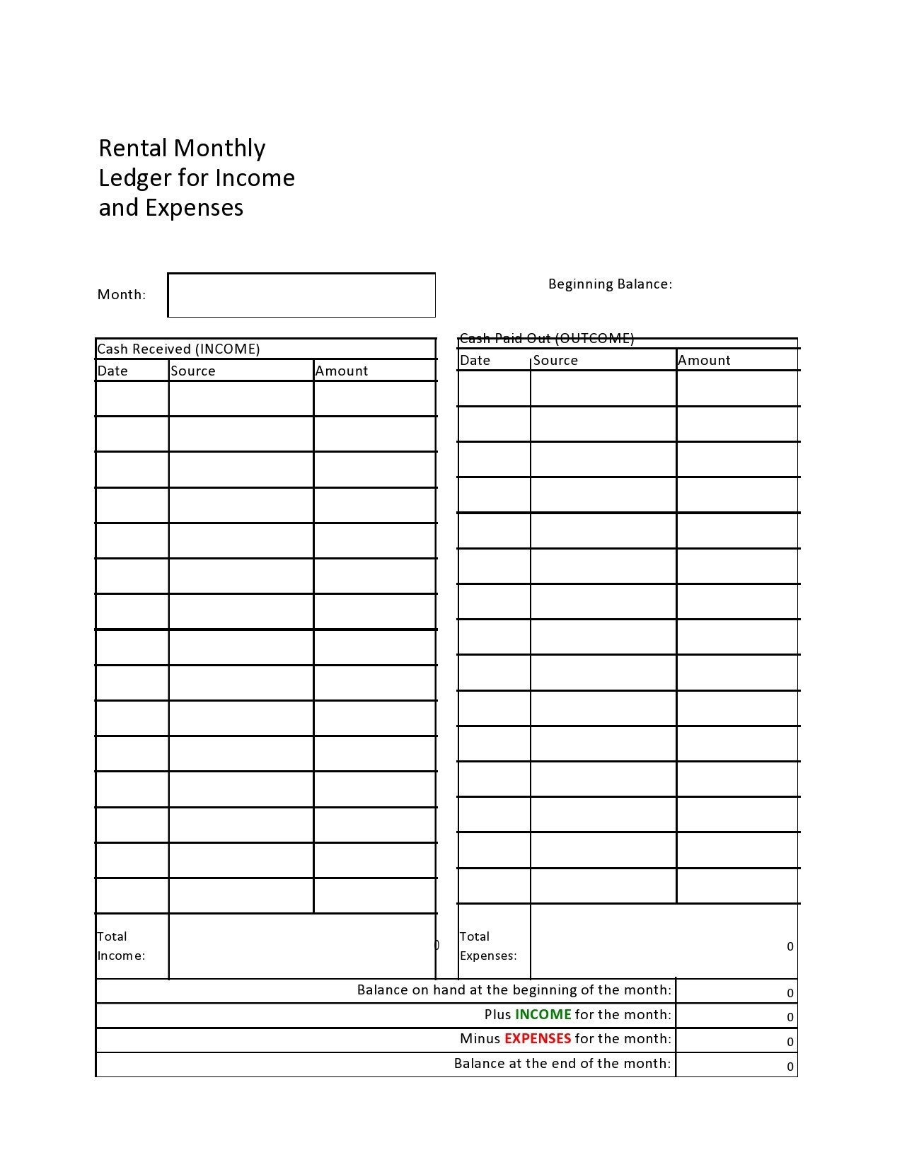 39 Printable Rental Ledger Templates Lease Ledger 