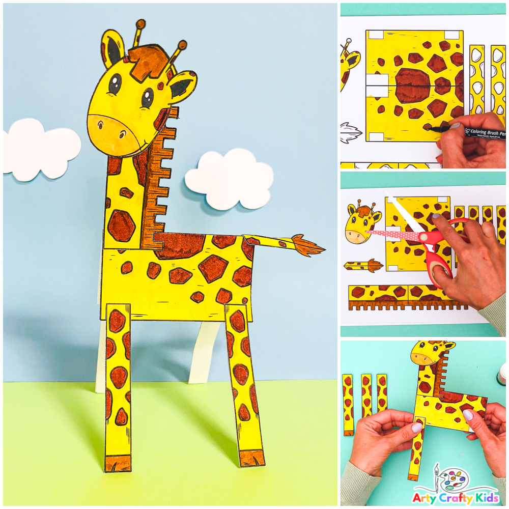 3D Printable Giraffe Craft A Giraffe Coloring Craft Arty 