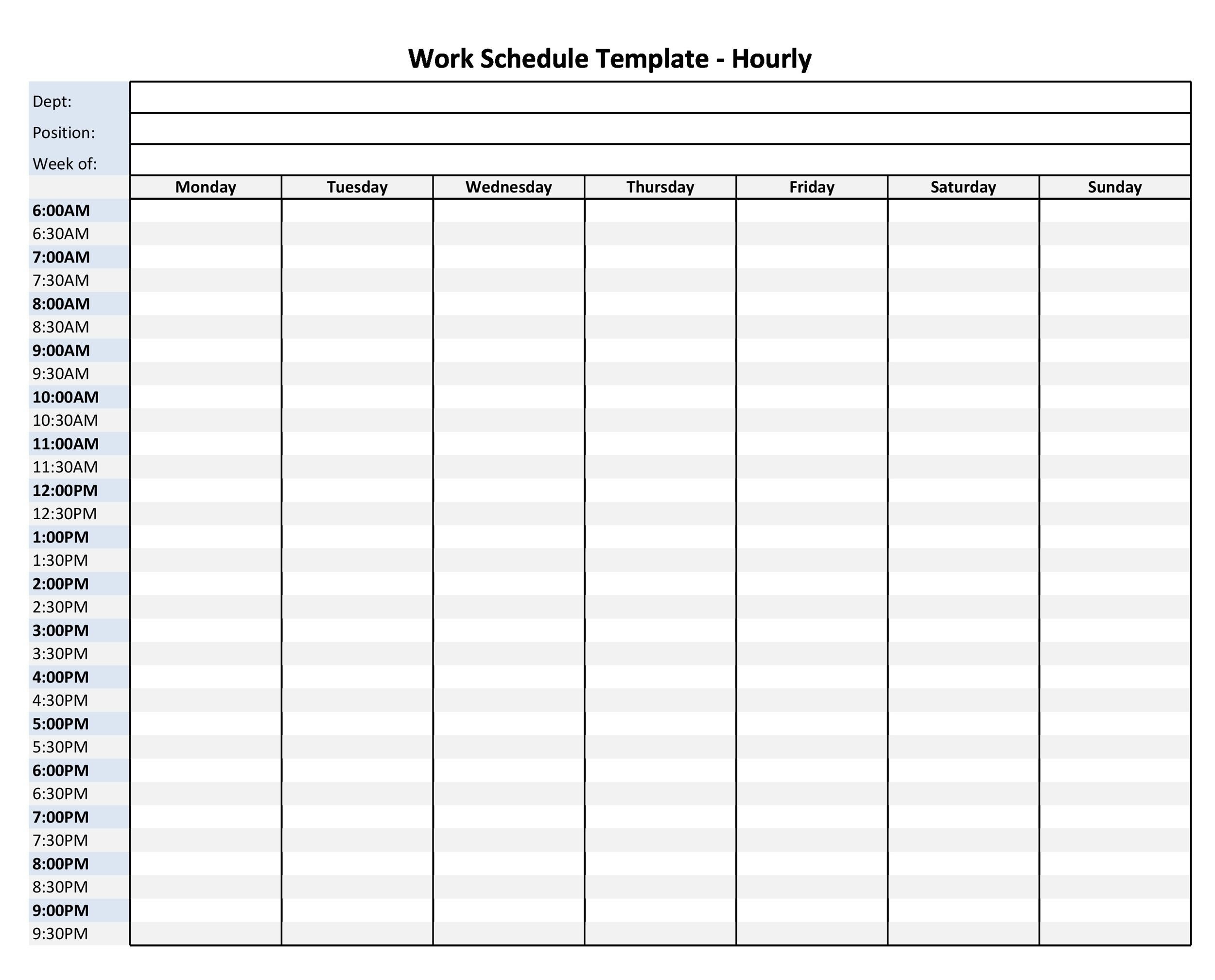 43 Effective Hourly Schedule Templates Excel Word PDF 