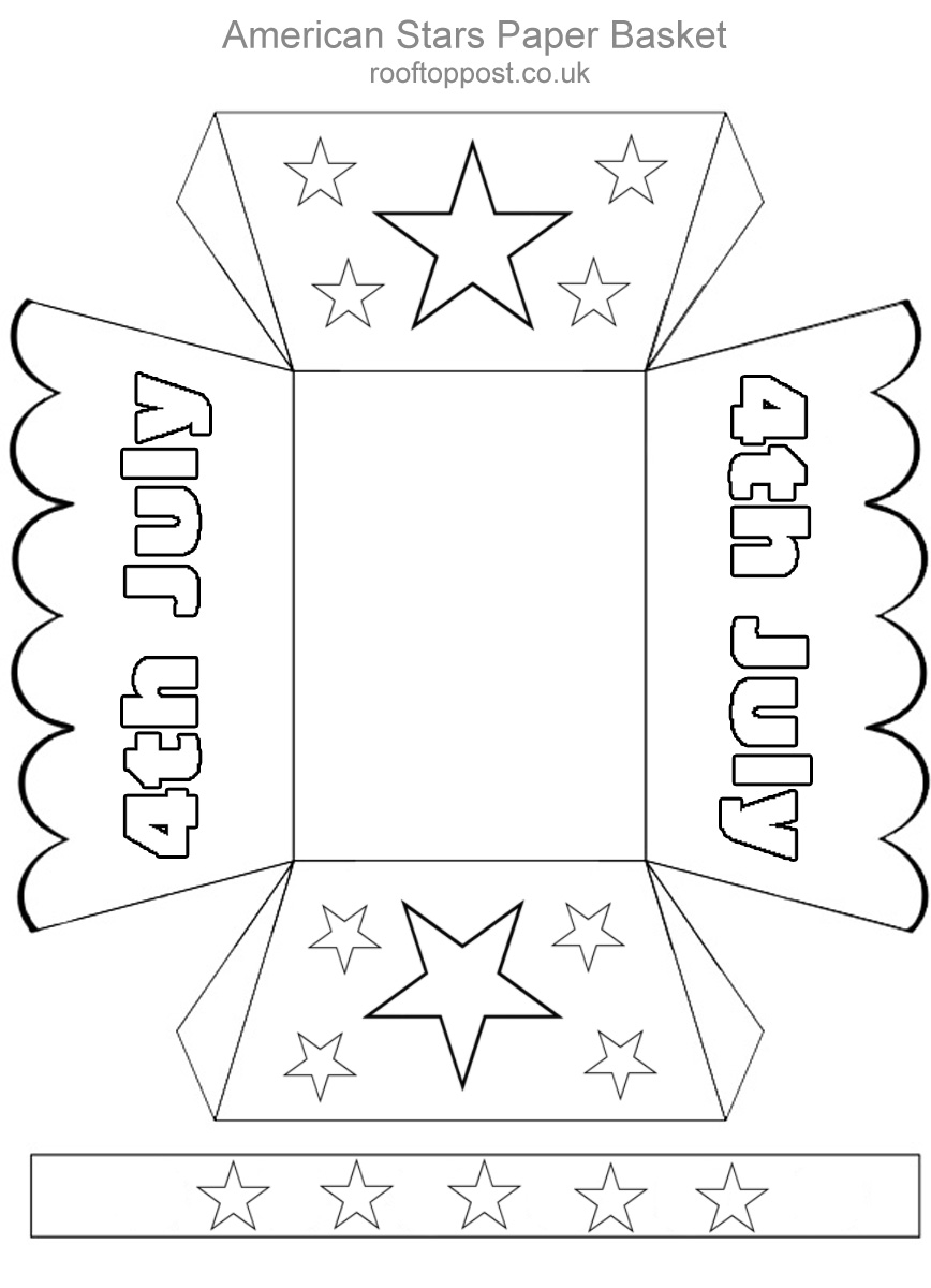 4th July Paper Basket To Color Rooftop Post Printables