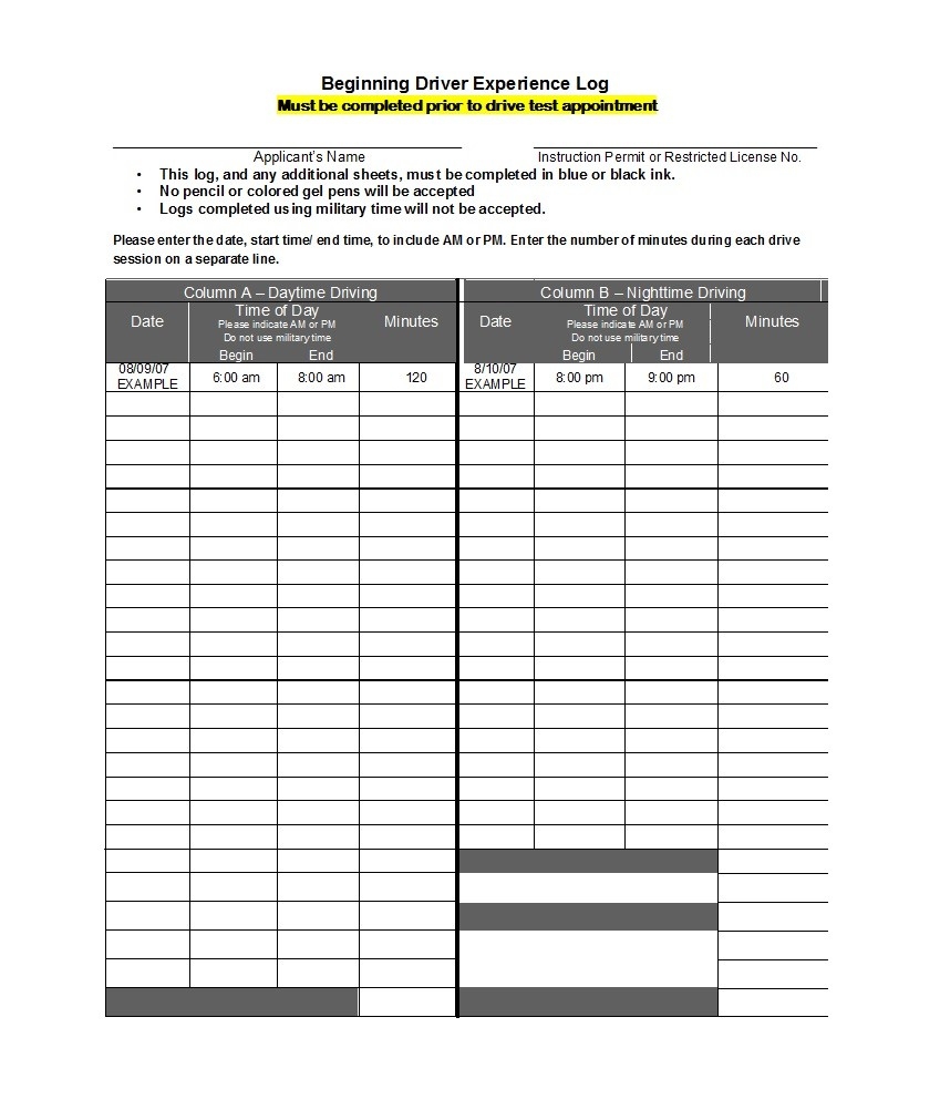 Printable Trucker Daily Log Book