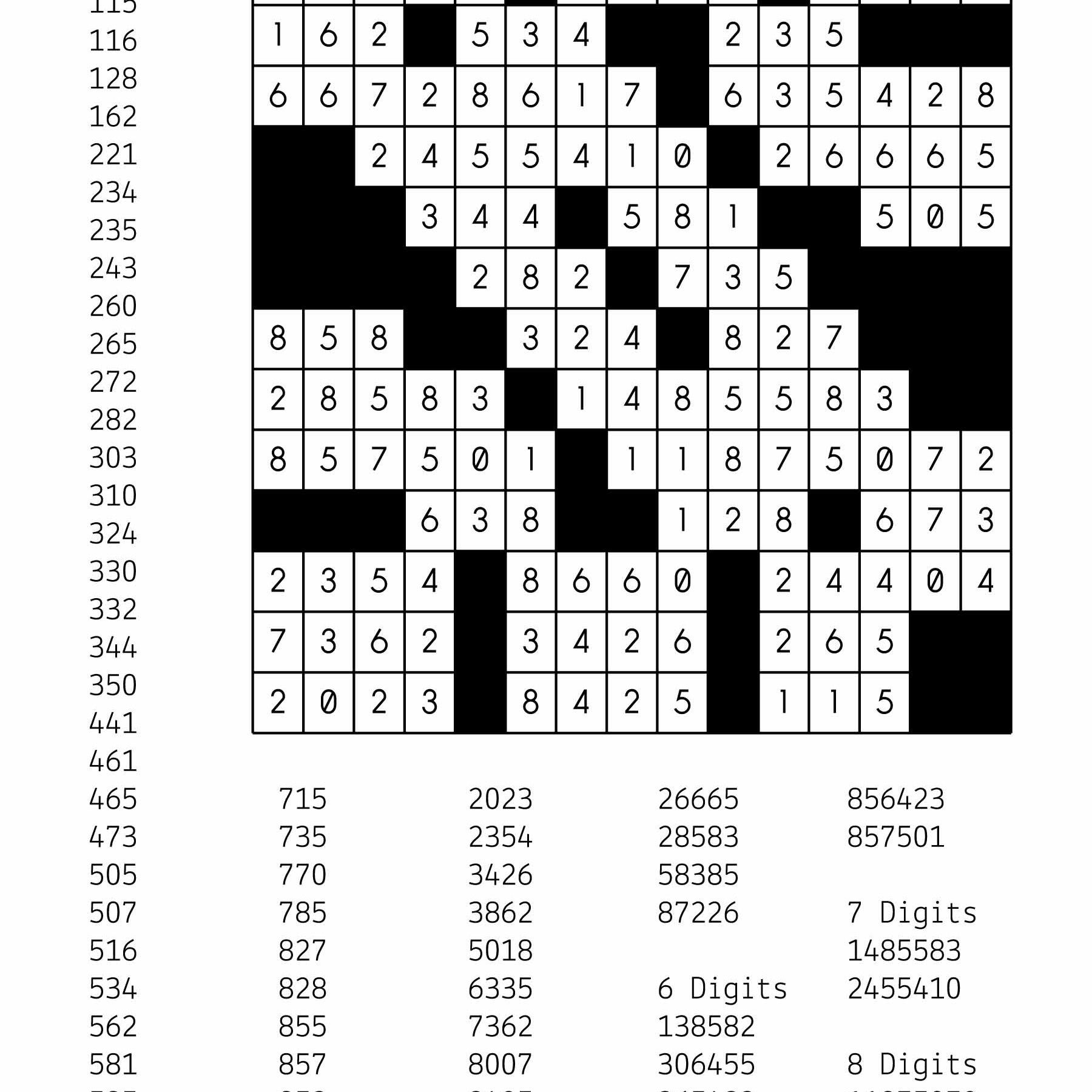 Fill In Number Crossword Puzzles Printable