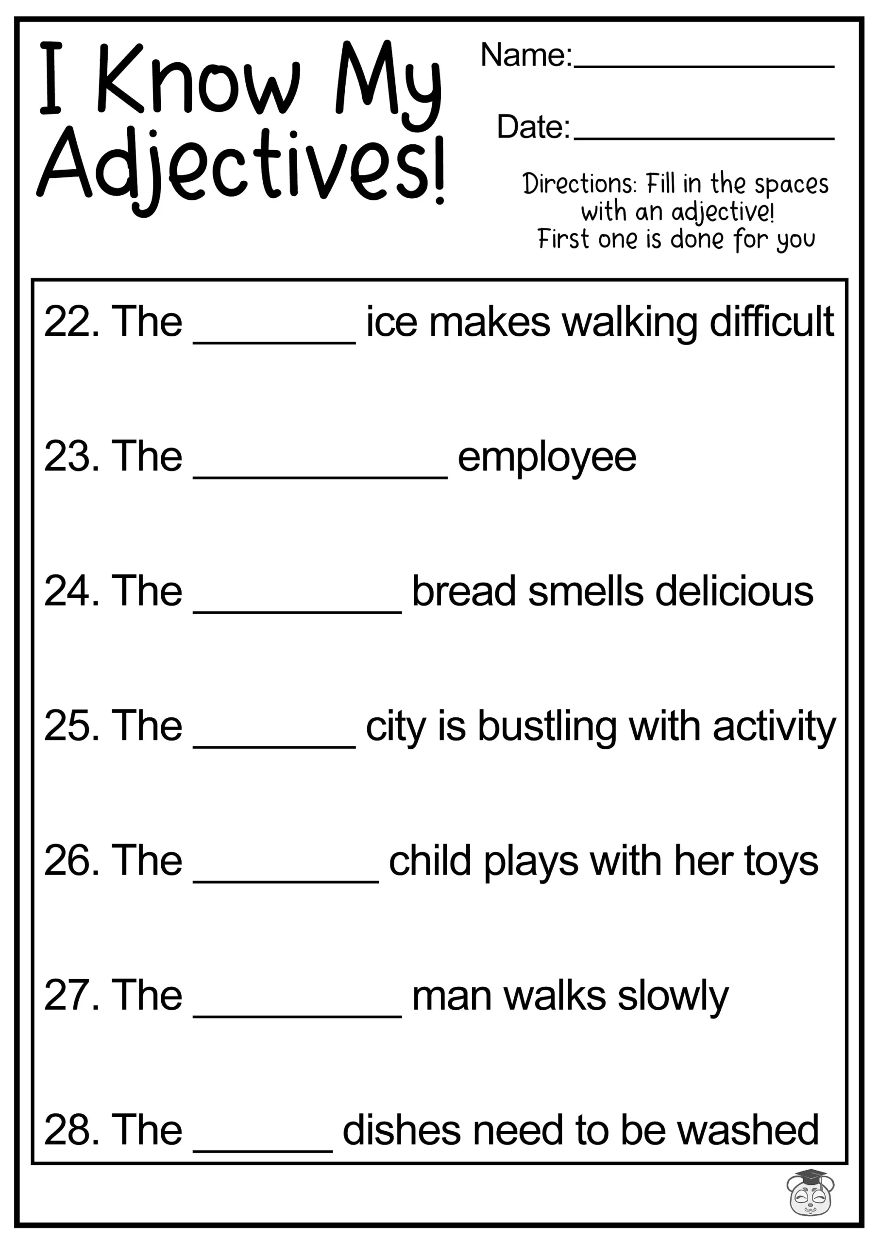 8 Printable Fill In The Adjective English Worksheets Fill In The 