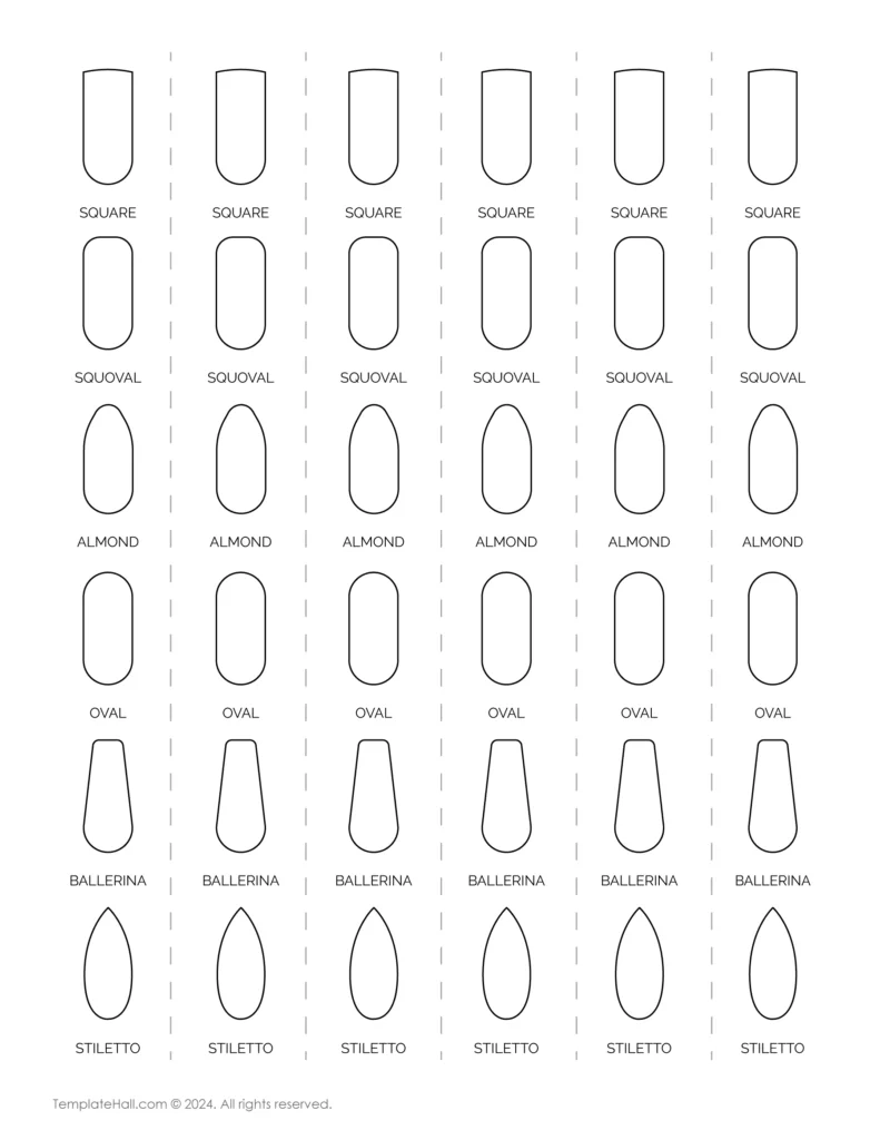 9 Printable Nail Shape Templates Free PDF Download 