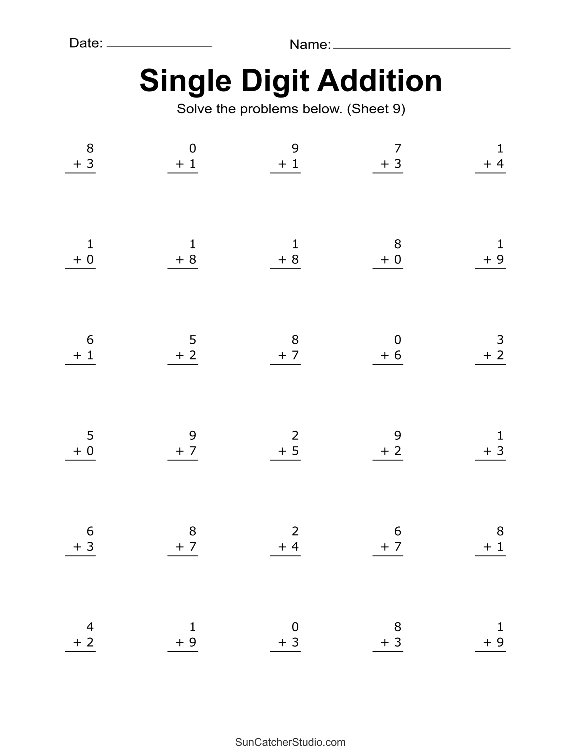 Addition Worksheets Free Printable Easy Math Problems DIY 