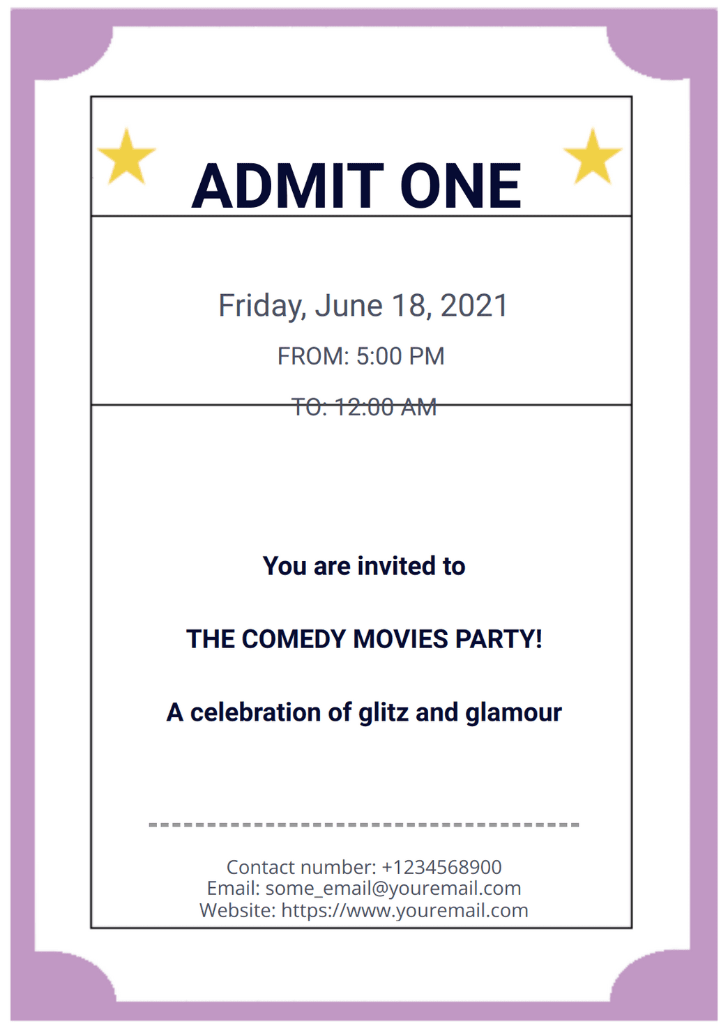 Free Printable Admission Ticket Template