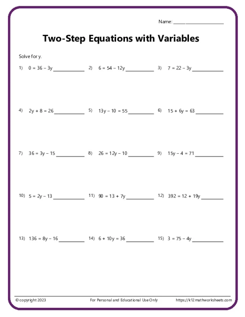 Algebra Worksheets K12 Math Worksheets