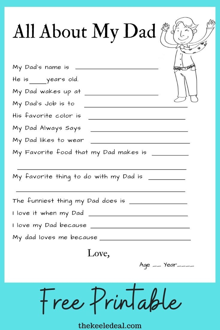 All About Dad Printable Free