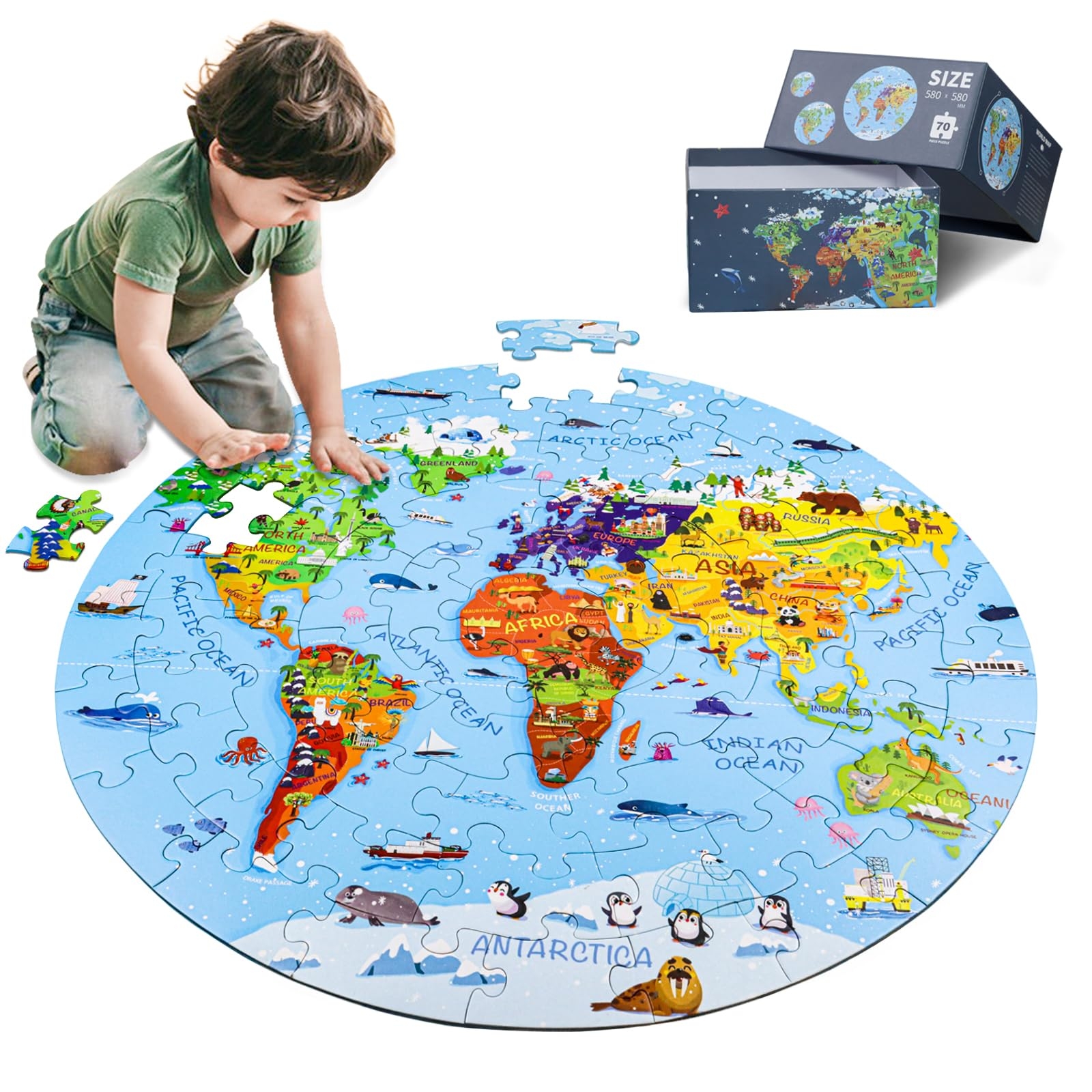 Amazon DIGOBAY World Map Jigsaw Puzzle For Kids 4 8 70 Piece 