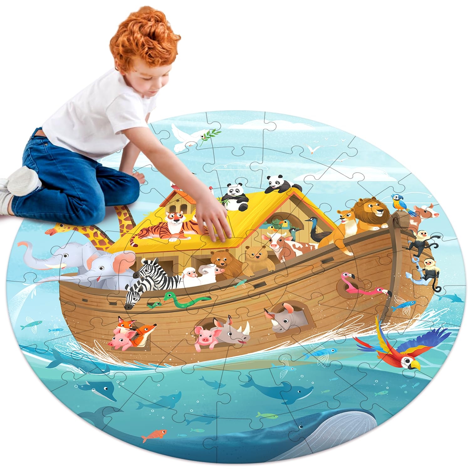 Amazon MoinKidz Wooden Noah s Ark Puzzle For Kids Ages 4 8 