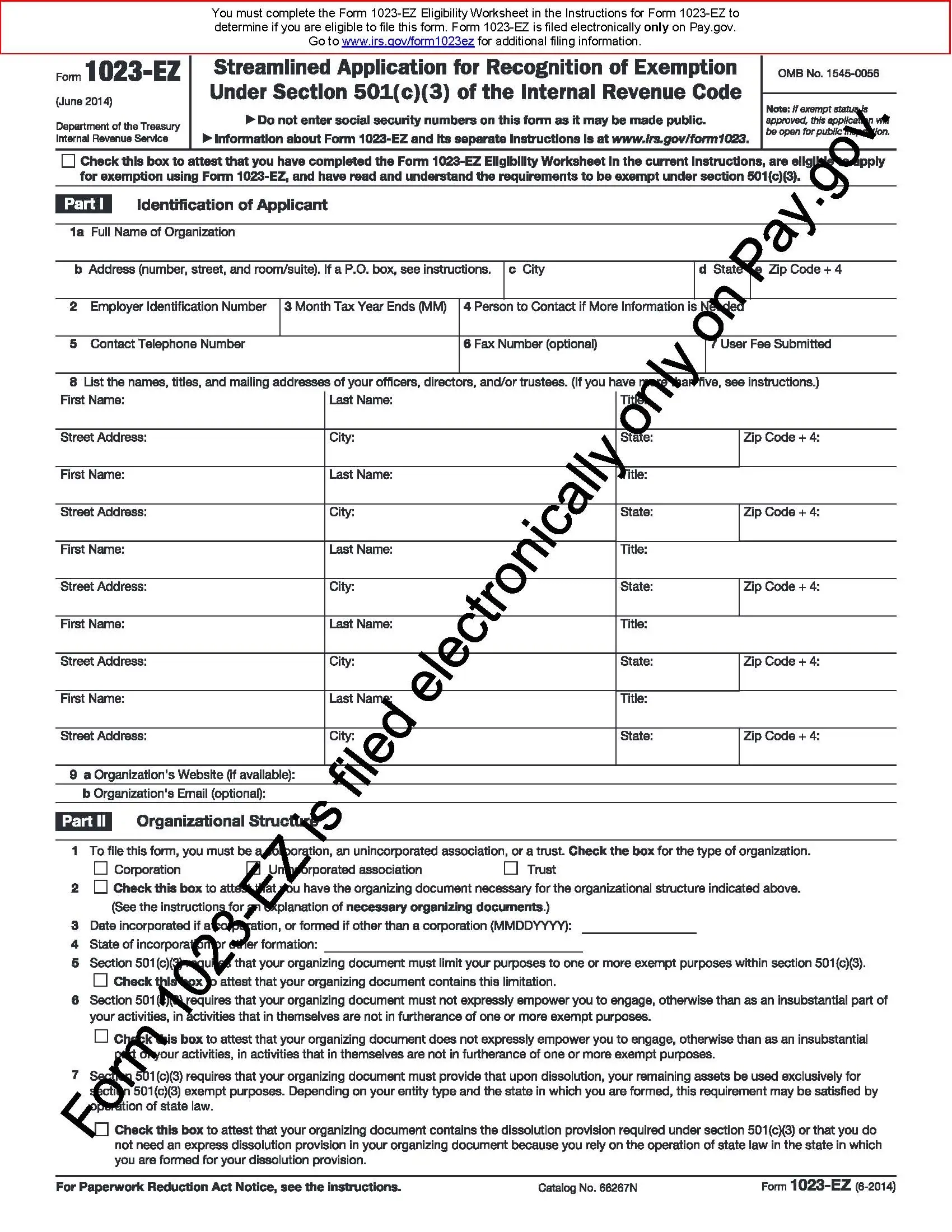 Form For 501 C 3 Application