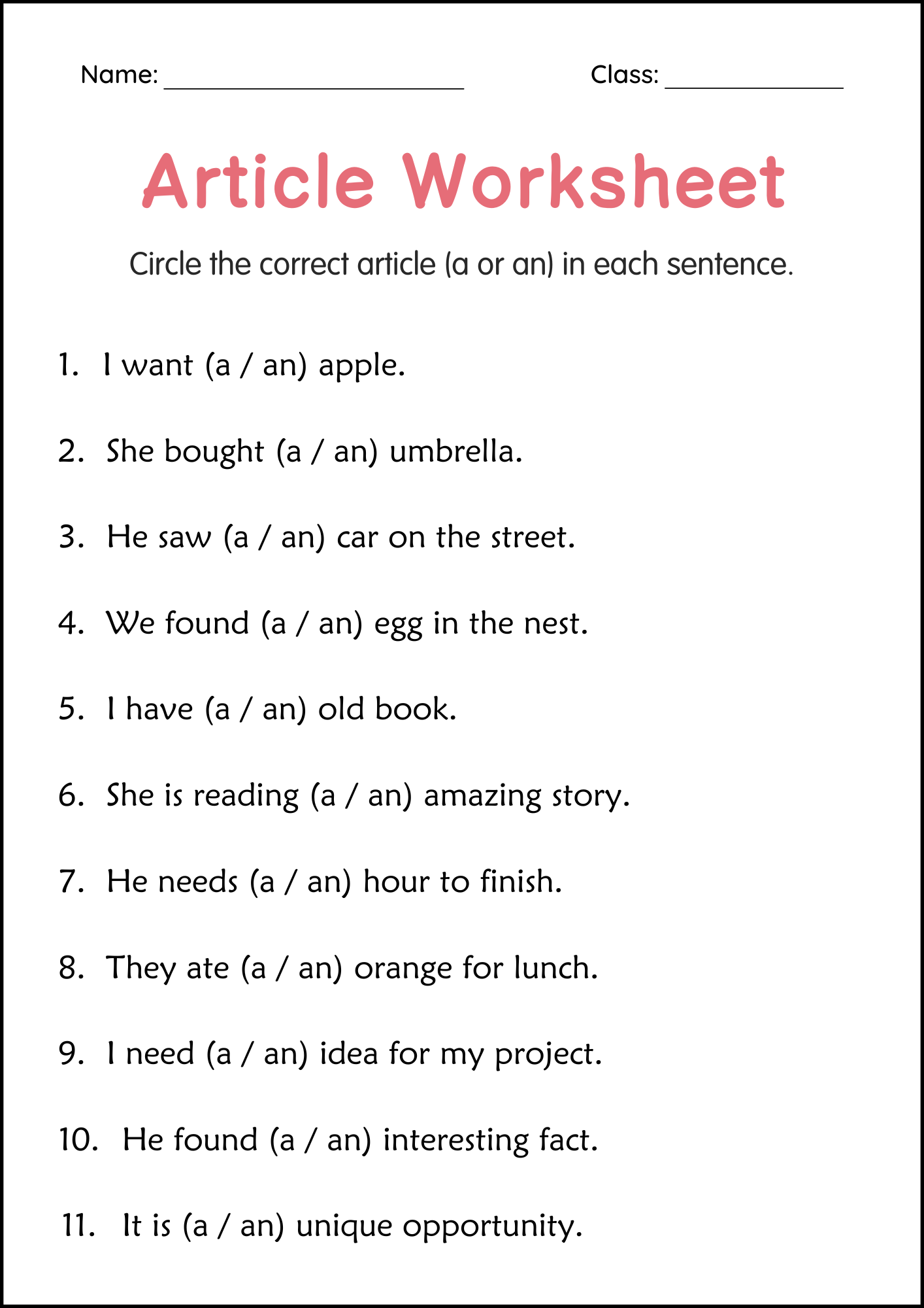 3rd Grade Worksheets Free Printable Grammar