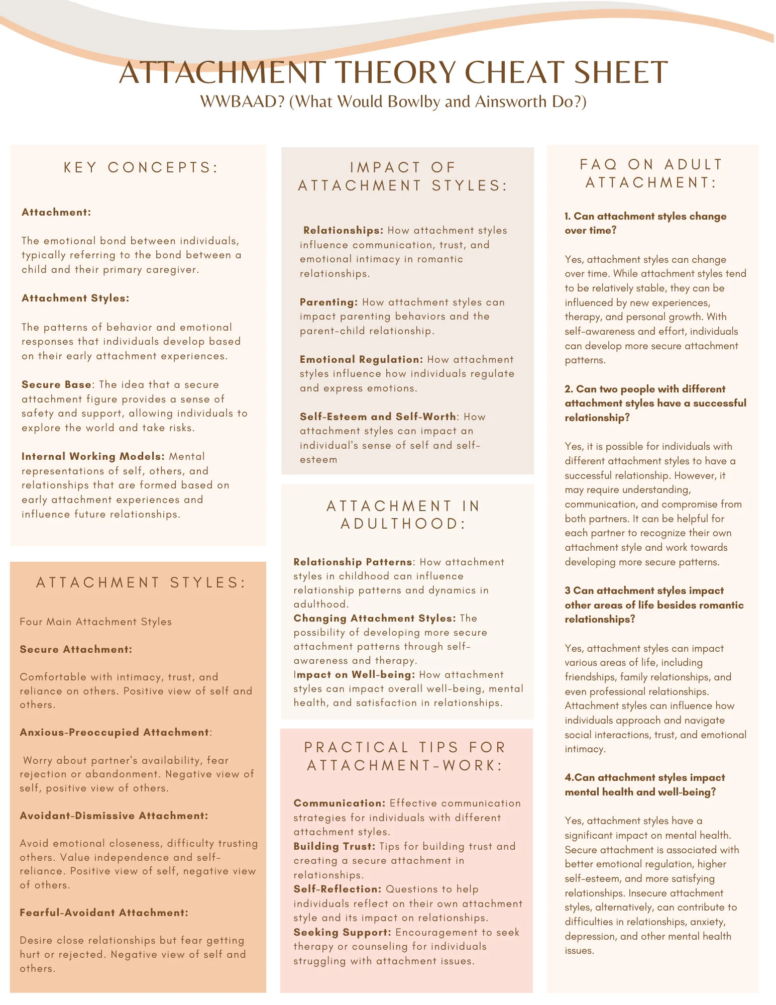 Attachment Theory Cheat Sheet Etsy
