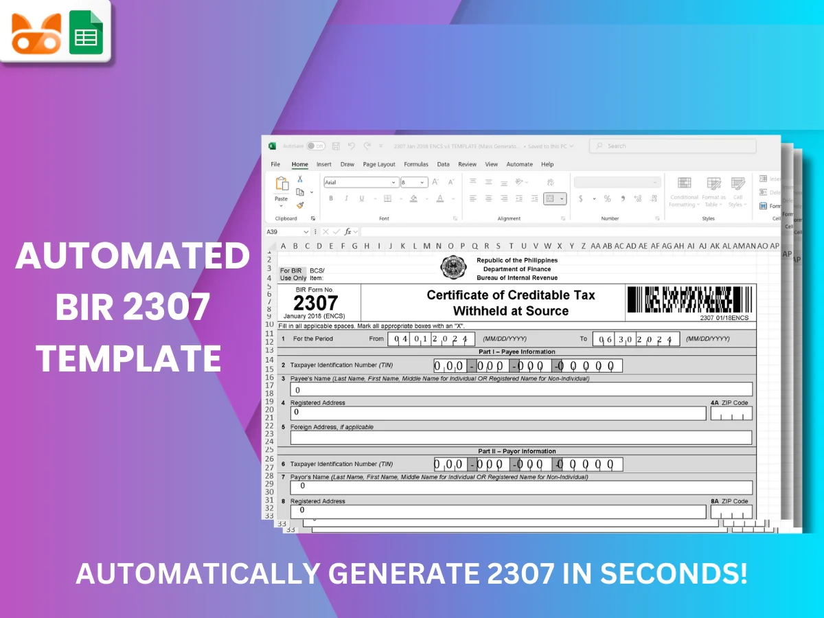 Bir Form 2307 Download Editable