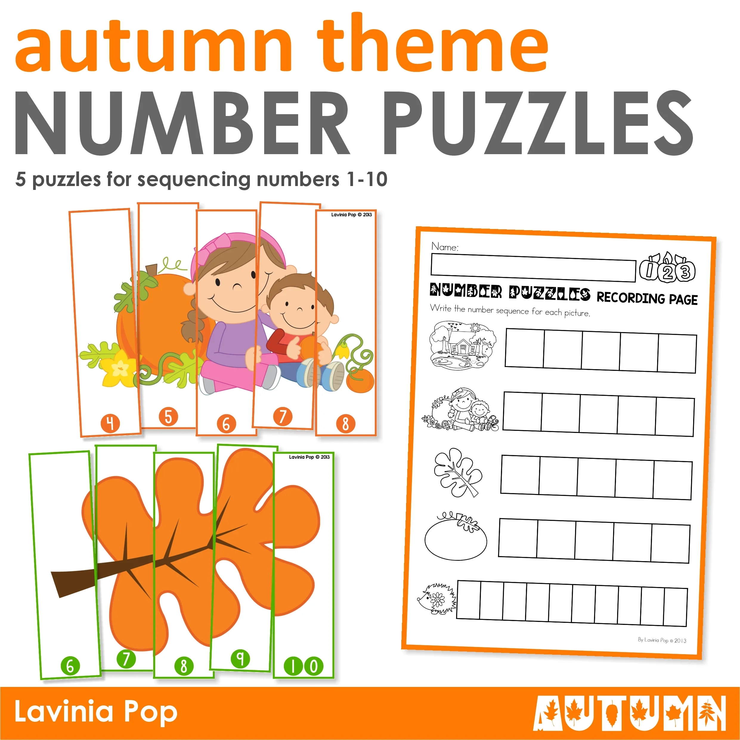 Autumn Number Puzzles Activity