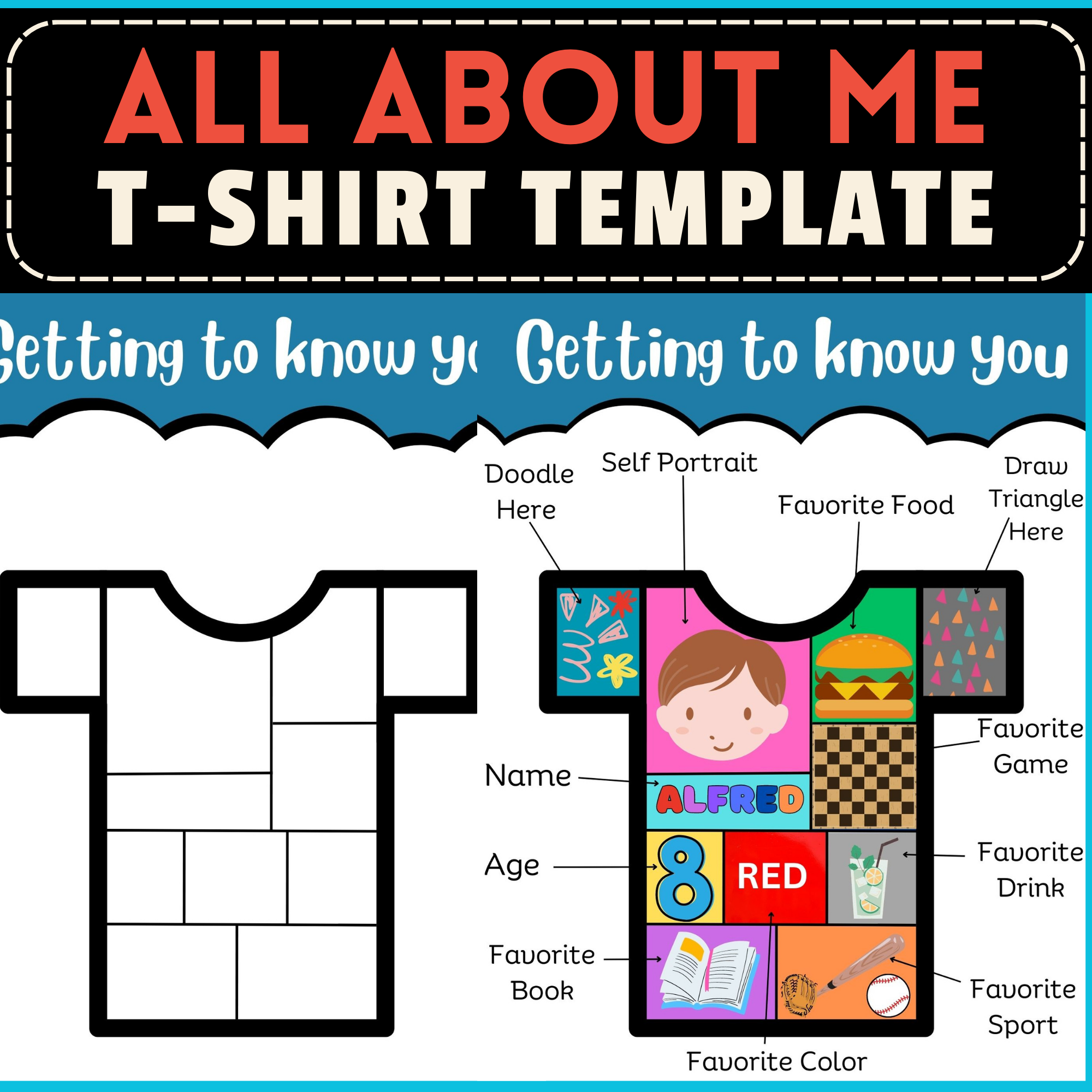 Back To School All About Me T Shirt Template Express Yourself 