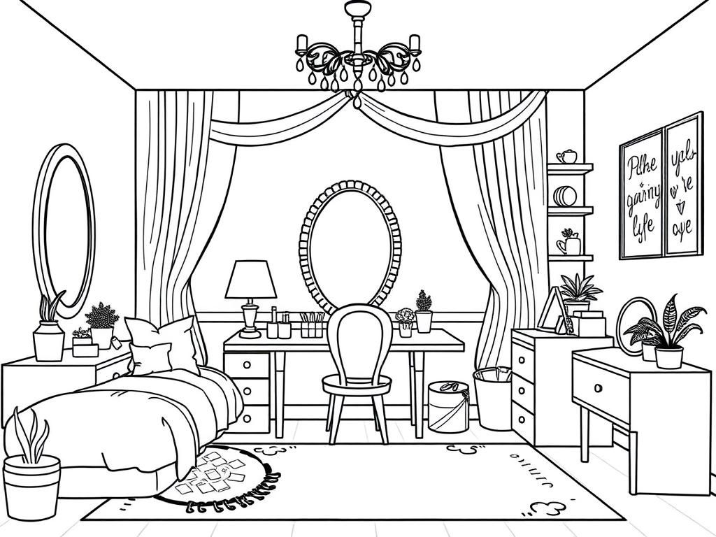 Free Printable Interior Design Coloring Pages