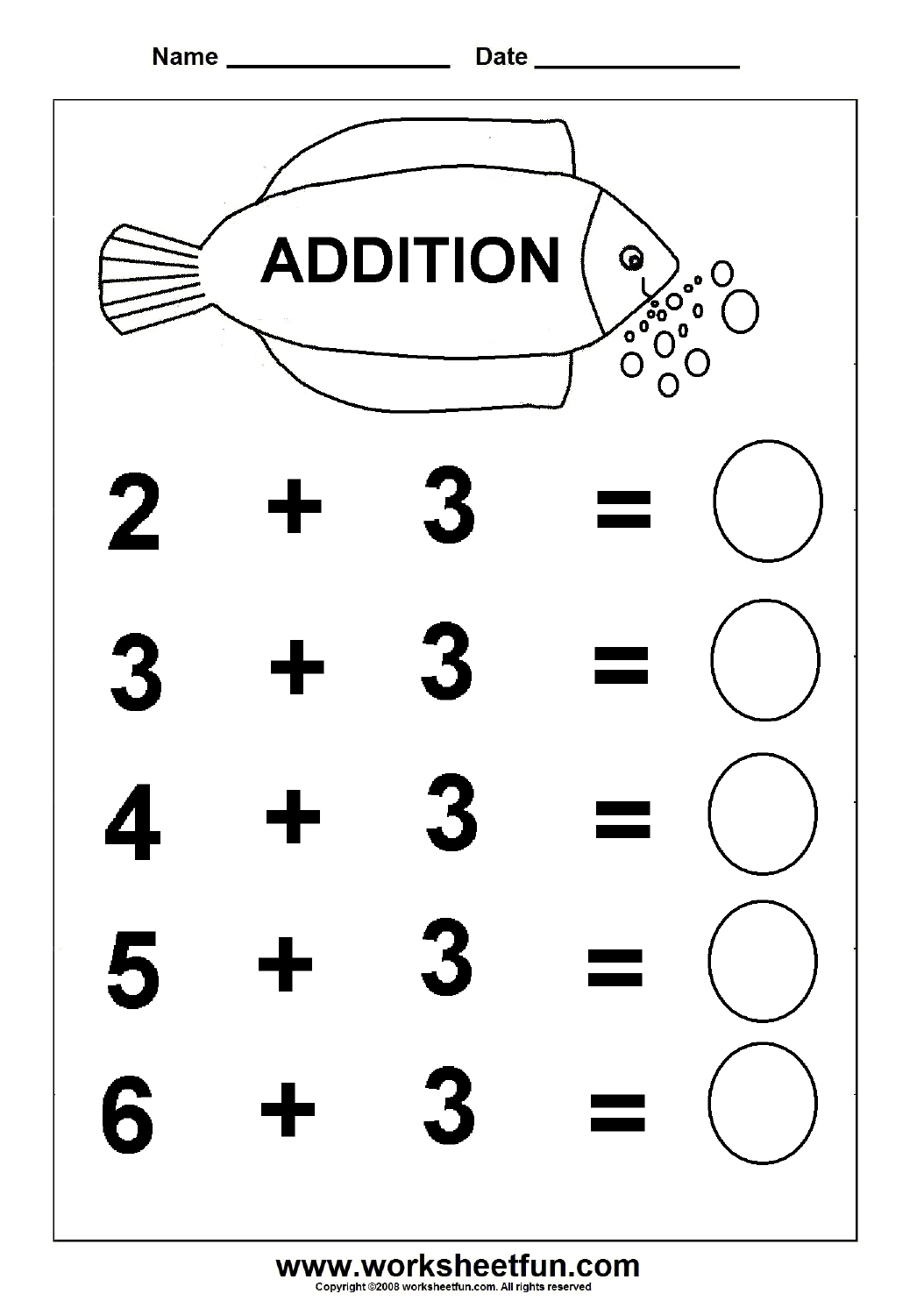 Beginner Addition 6 Kindergarten Addition Worksheets FREE 