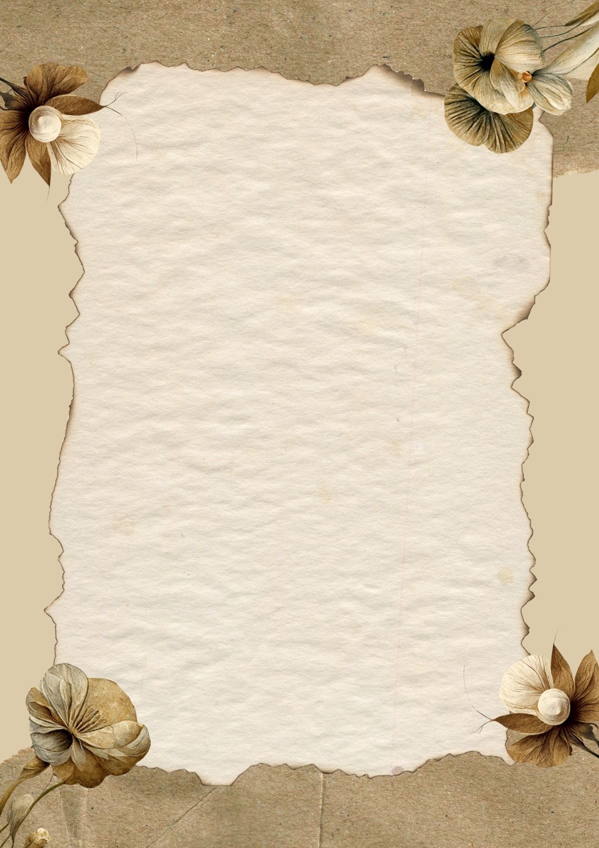Beige Vintage Scrapbook Page Border A4 Document