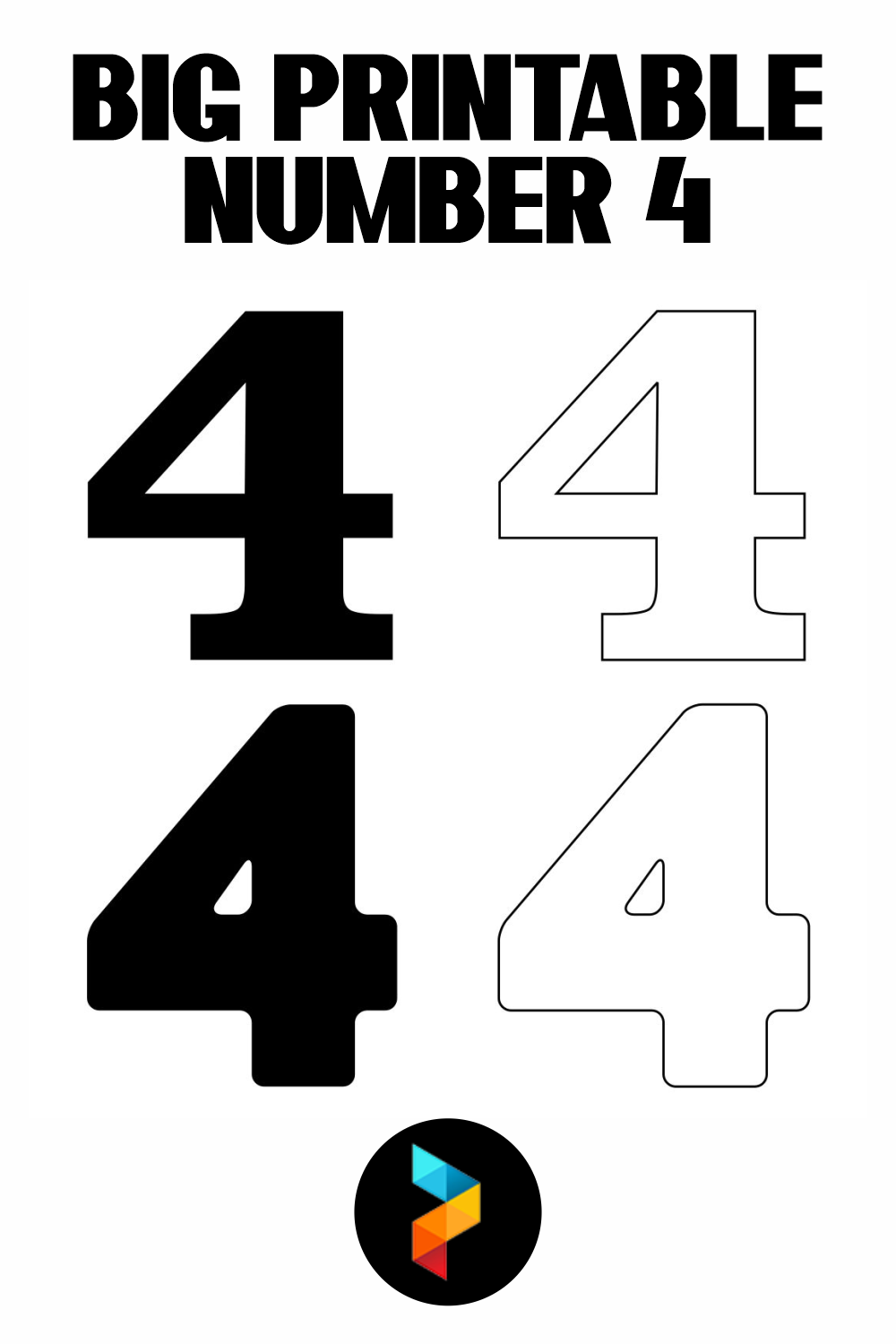 Number 4 Stencil Printable