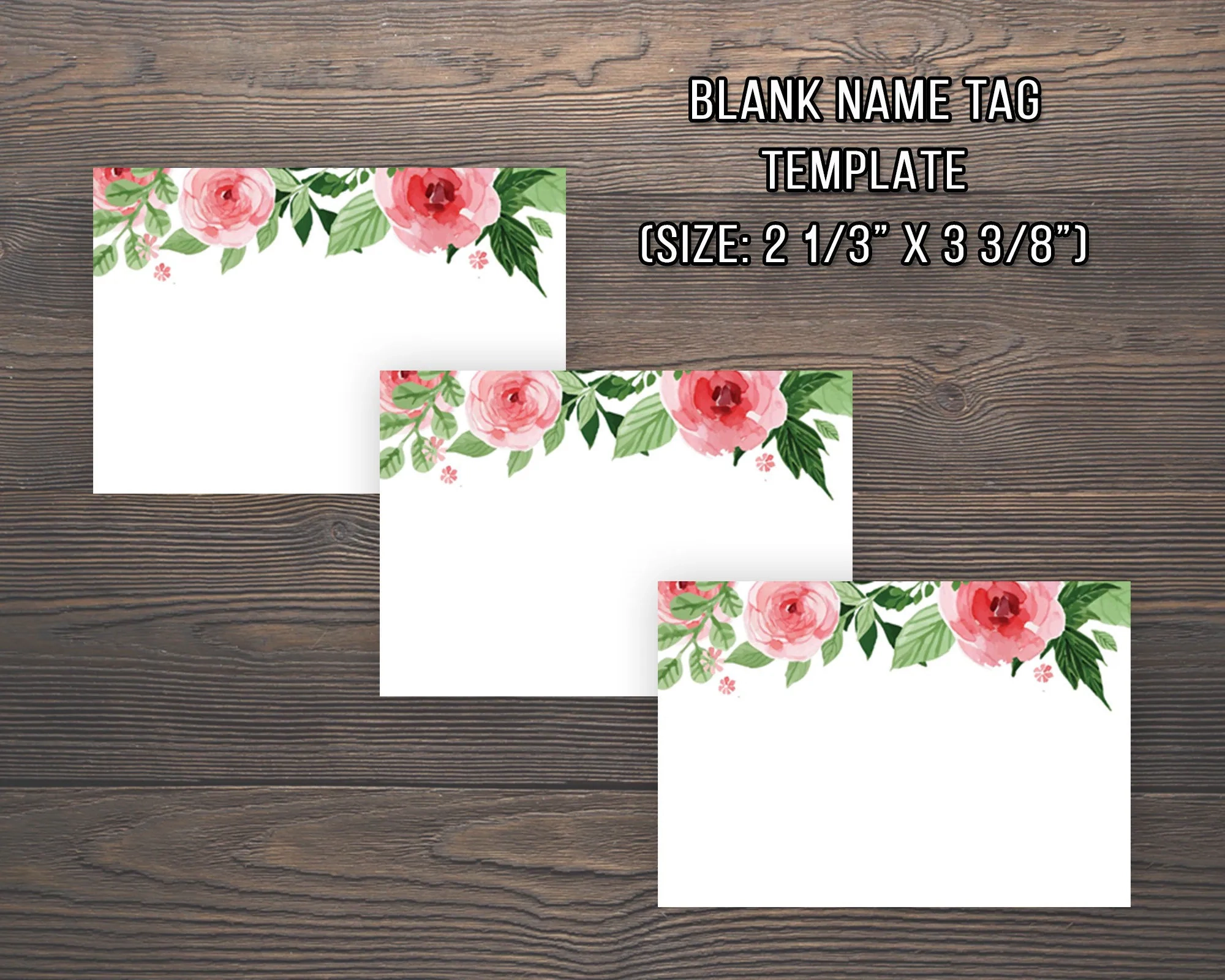 Blank Name Tag Template Floral Name Tags Wedding Adhesive Name 