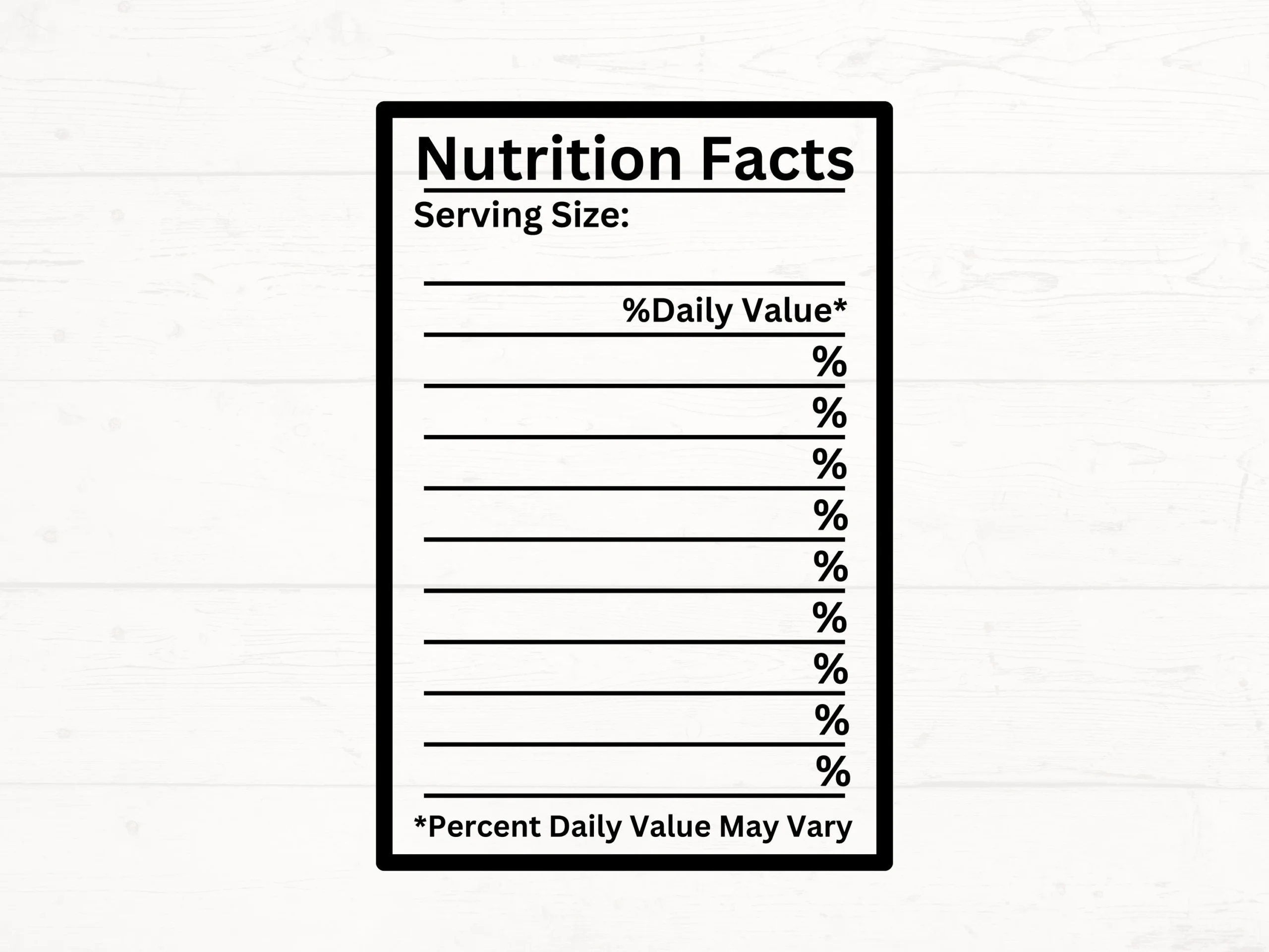 Blank Nutrition Facts SVG Nutrition Facts Template PNG Blank 