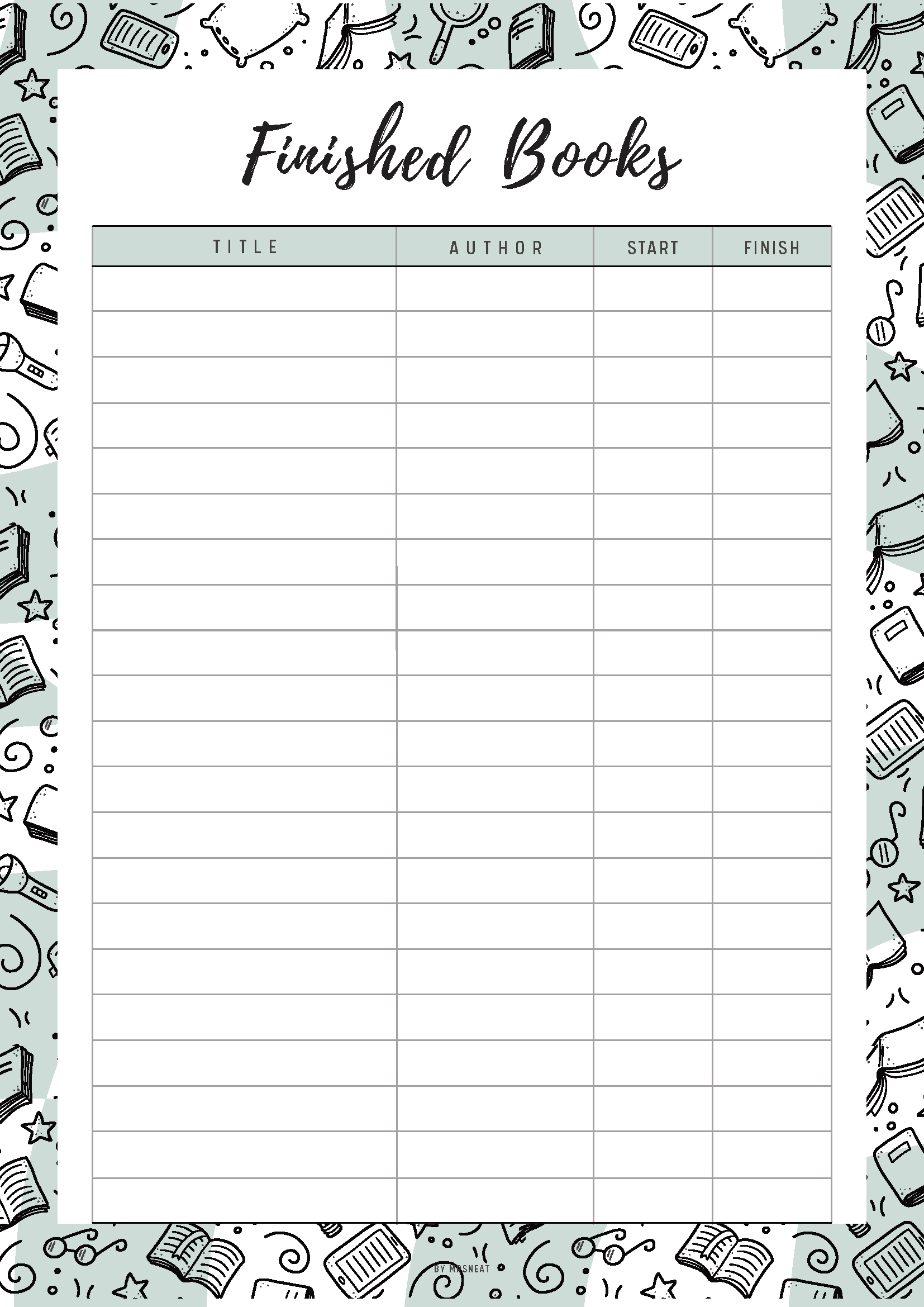Books I Have Read Template PRINTABLE M424 Mrsneat
