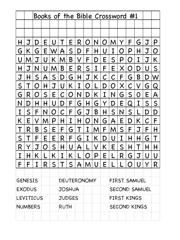 Books Of The Bible Crossword 1 PDF
