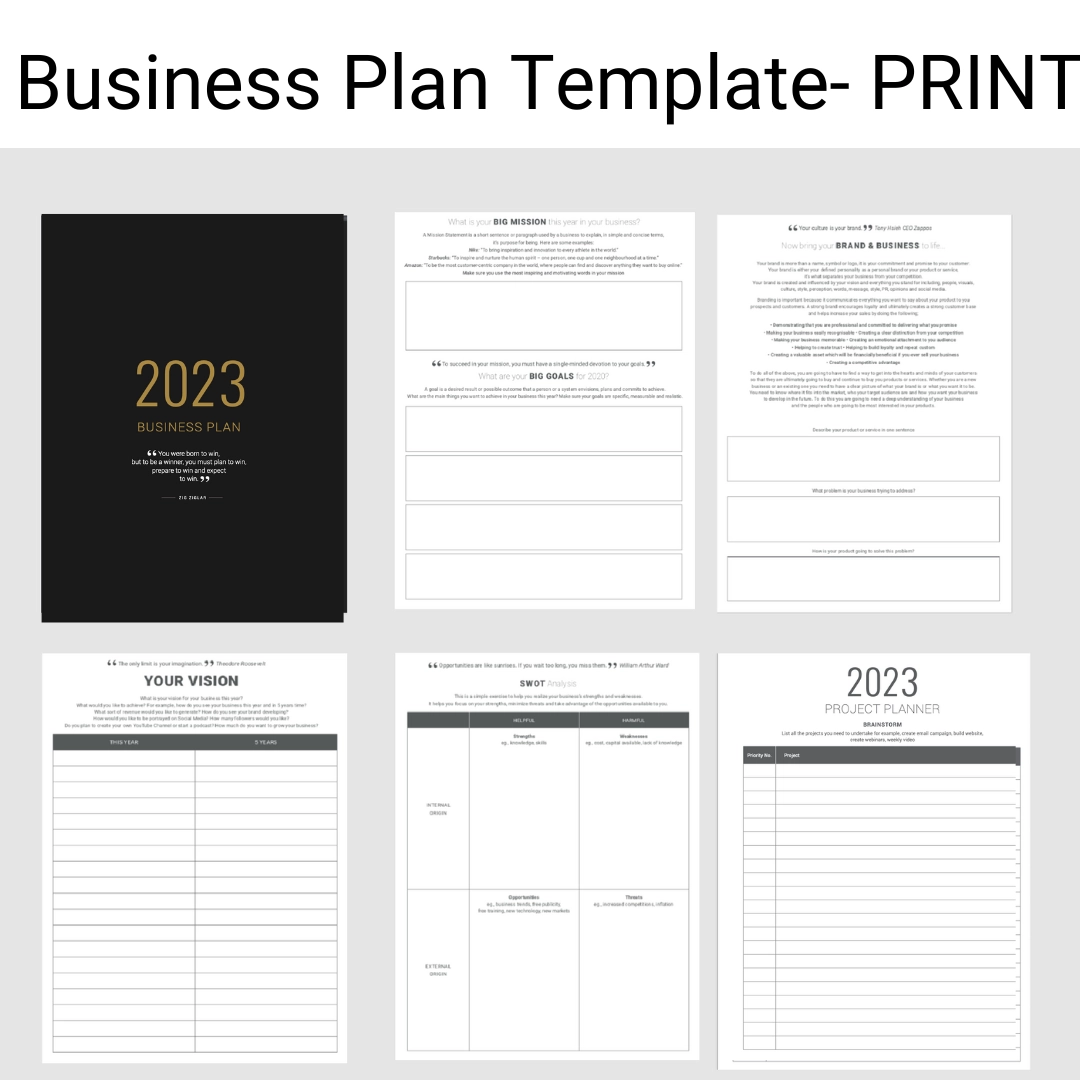 Business Plan Template PRINT VERSION MY PA 2026 Planner The 