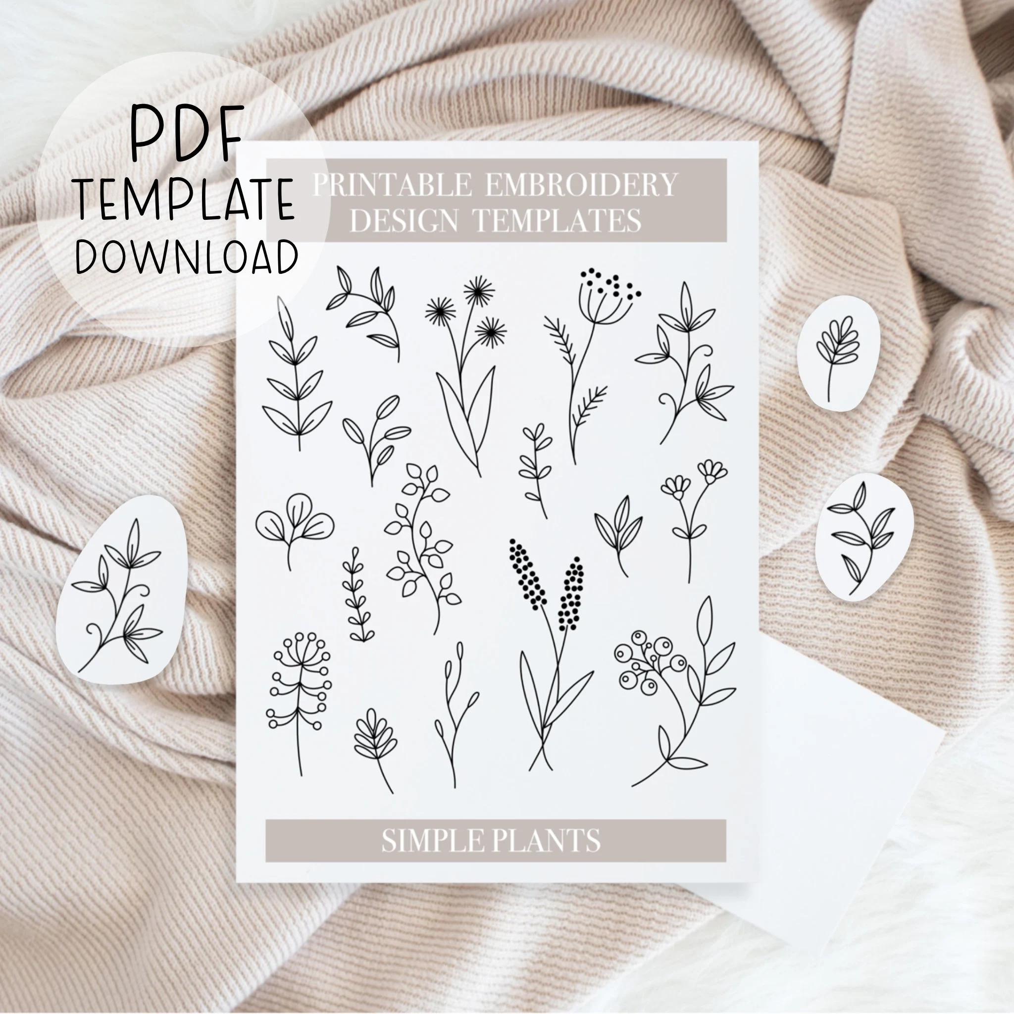 Buy Printable Plants Embroidery Patterns Sheet Floral Hand 