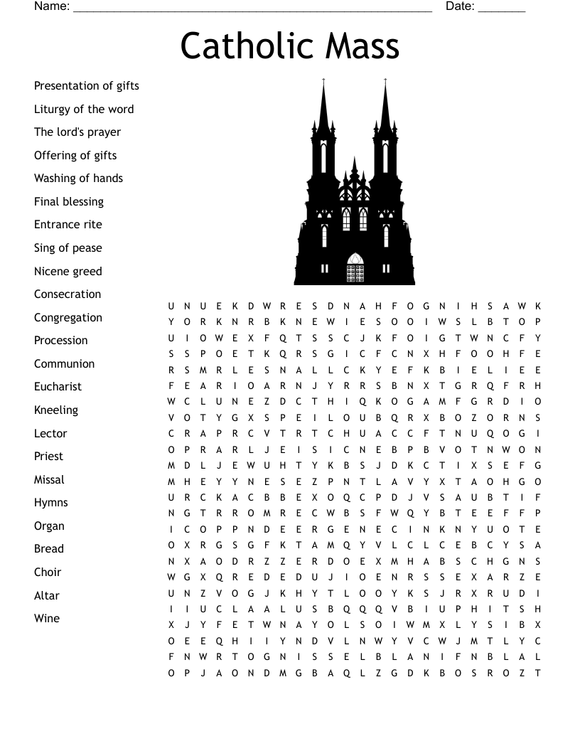 Catholic Religion Class Word Search WordMint