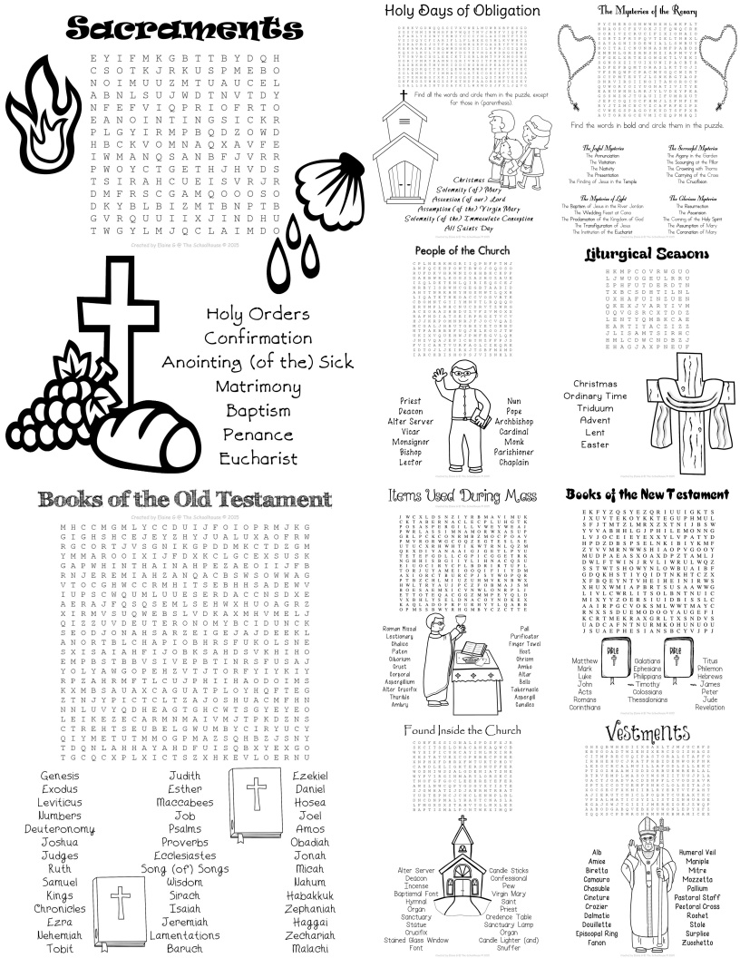 Catholic Word Search Puzzle Printable