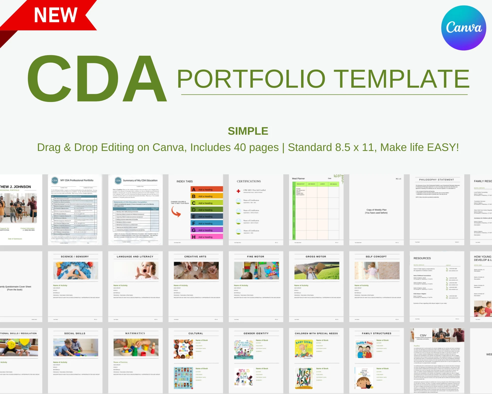 CDA Professional Portfolio Template Canva Portfolio Template 