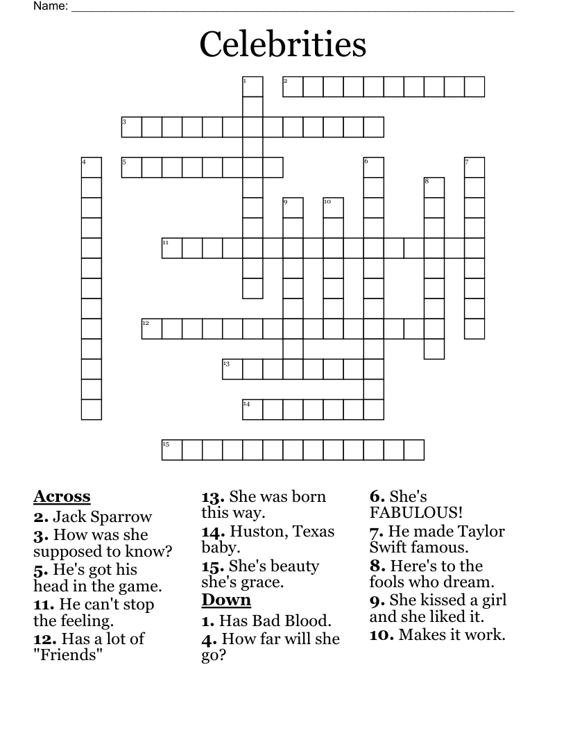 People Celebrity Crossword Puzzles People Celebrity Crossword Puzzles