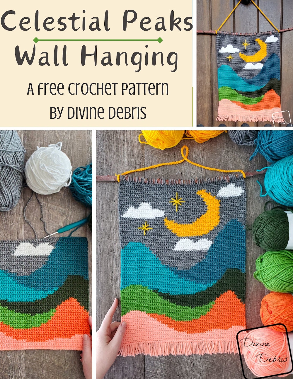 Celestial Peaks Wall Hanging Free Crochet Graph By Divine Debris