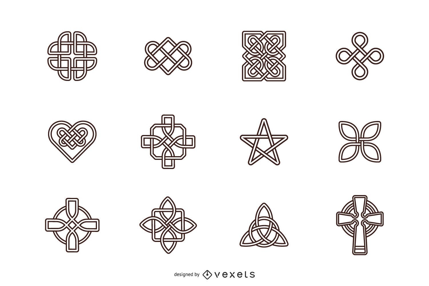 Celtic Knots Stroke Symbol Set Vector Download