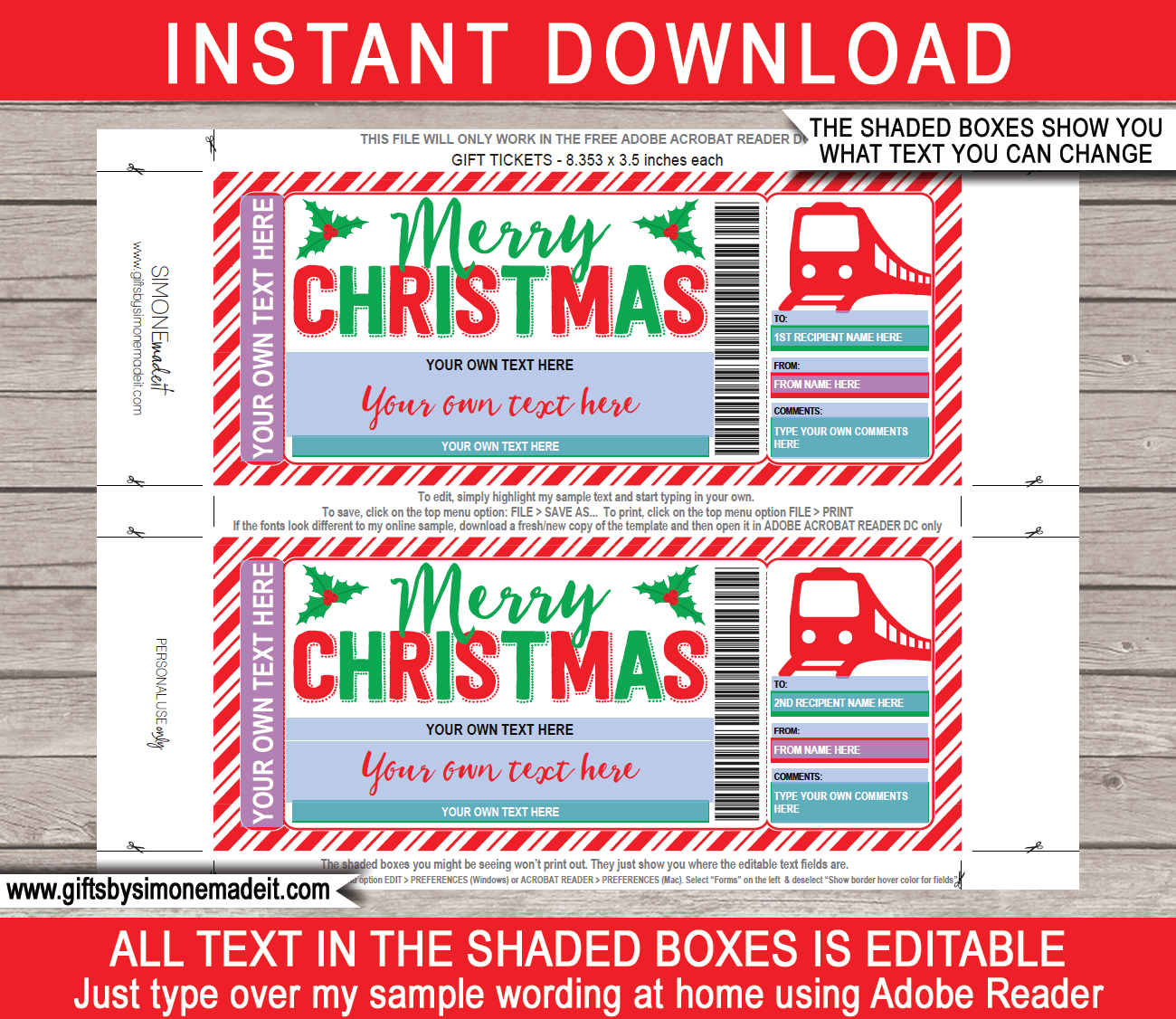 Christmas Train Boarding Pass Template
