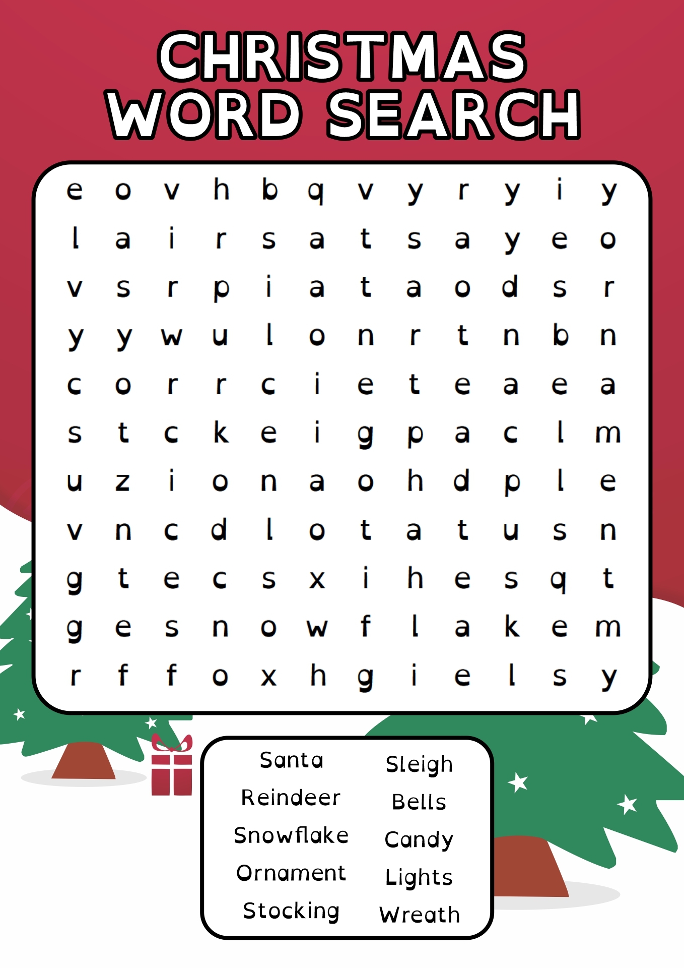 Spanish Christmas Word Search Free Printable