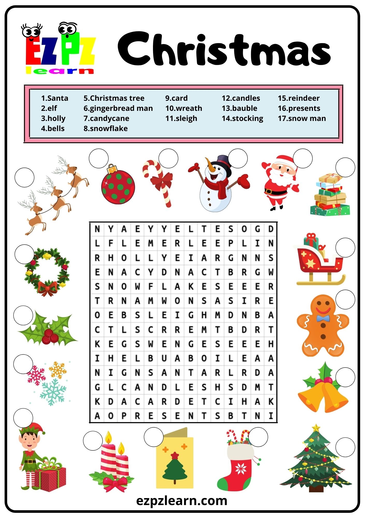 Christmas Word Search Puzzle Printable