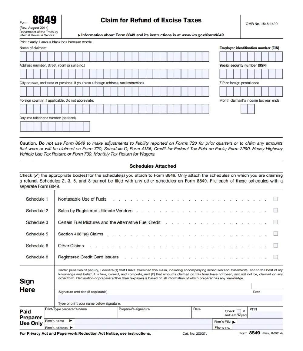 Claim Your IRS Form 8849 Schedules In A Few Minutes Claim Your IRS Form 8849 Schedules In A Few Minutes
