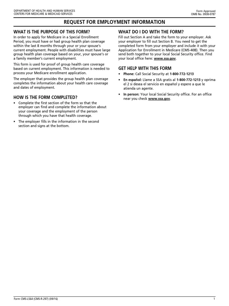 CMS L564e PDF PDF Social Security United States Medicare 