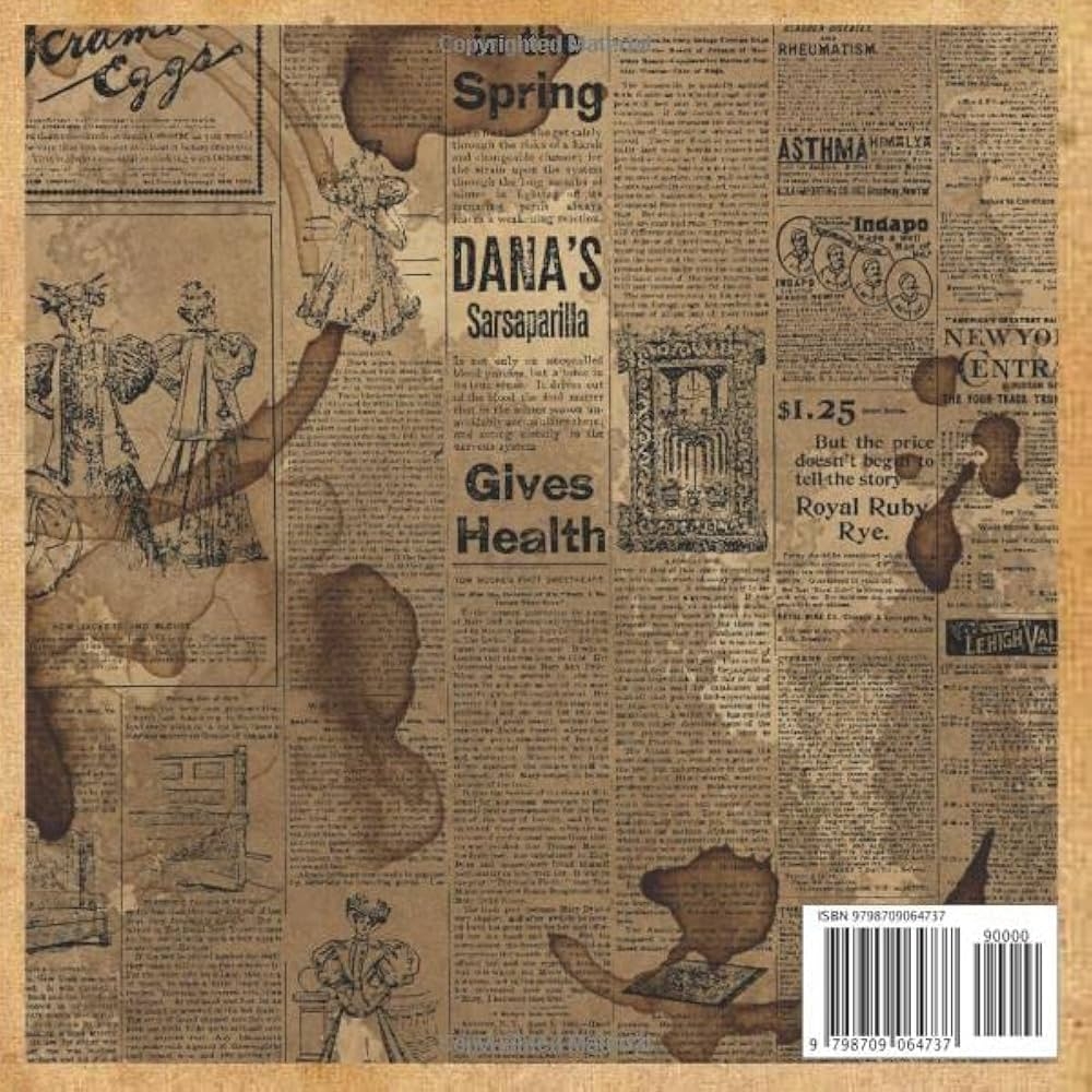 Coffee Stained Old Newspaper Scrapbook Paper Antique Crafting Pack 