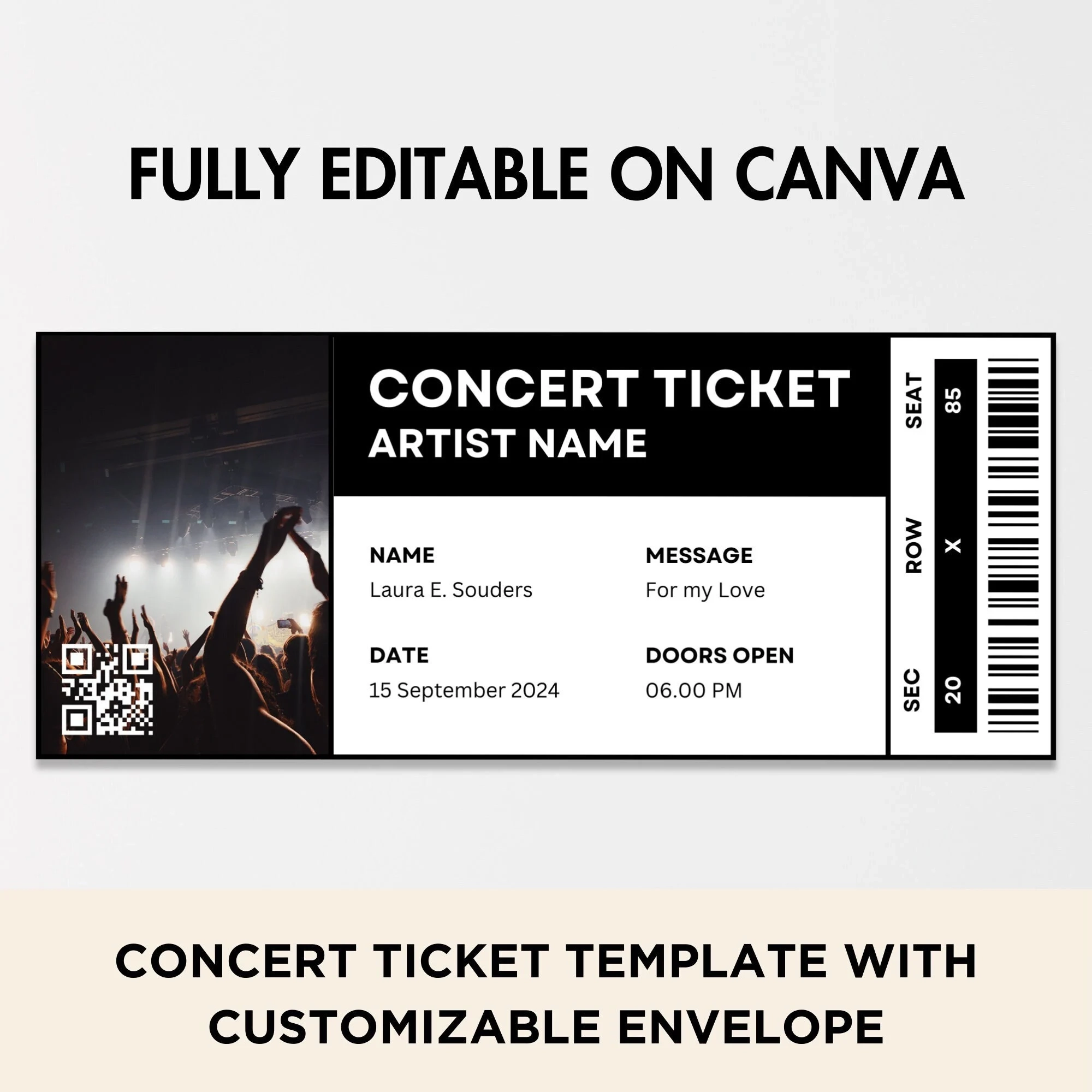 Concert Ticket Template Event Ticket Concert Tour Ticket Live 