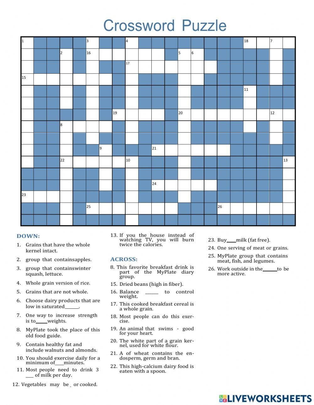 Crossword Puzzl Free Interactive Worksheets 2009798