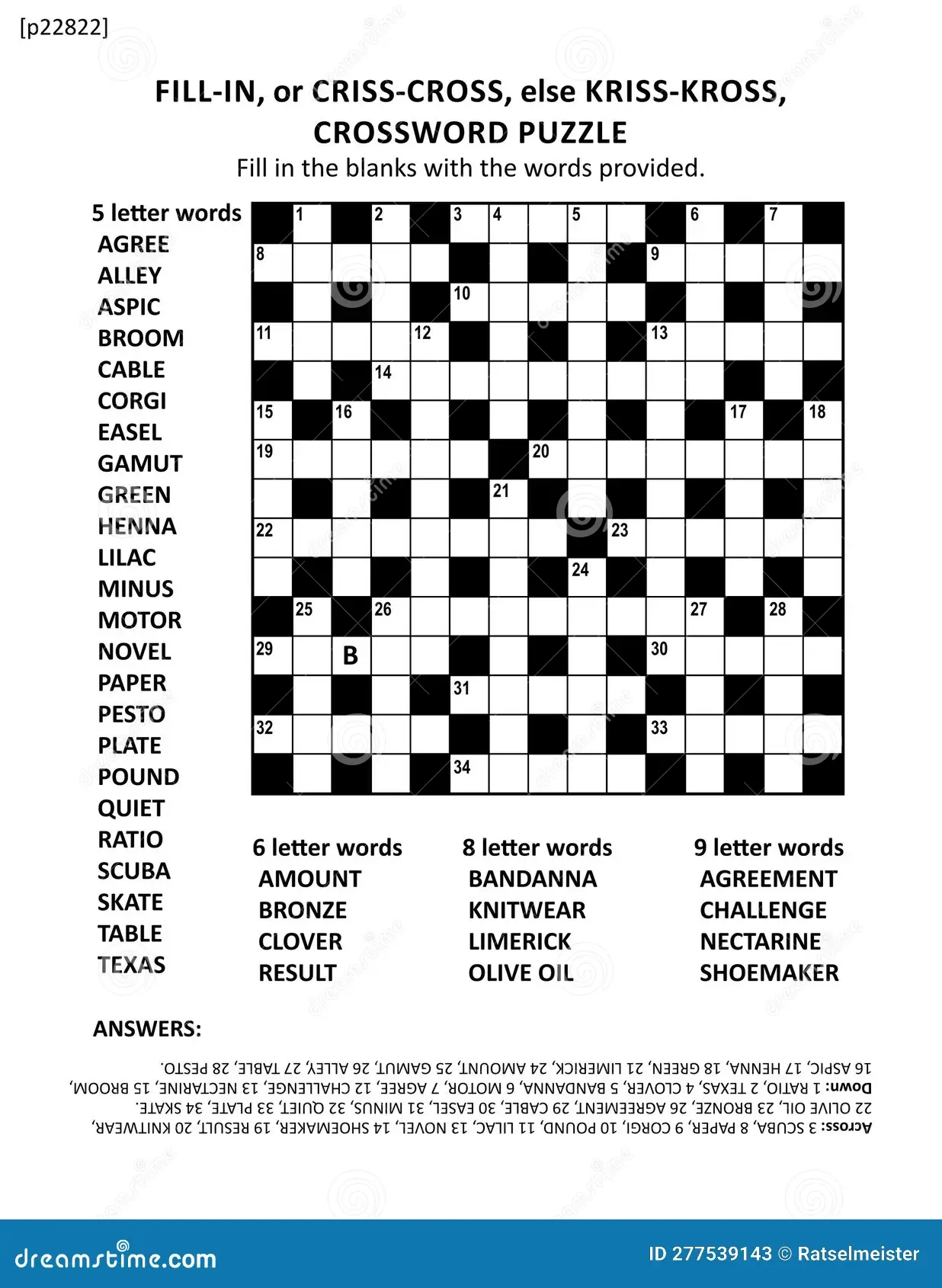 Crossword Puzzle Game Of 15x15 Size Grid Large Print Quick Style 